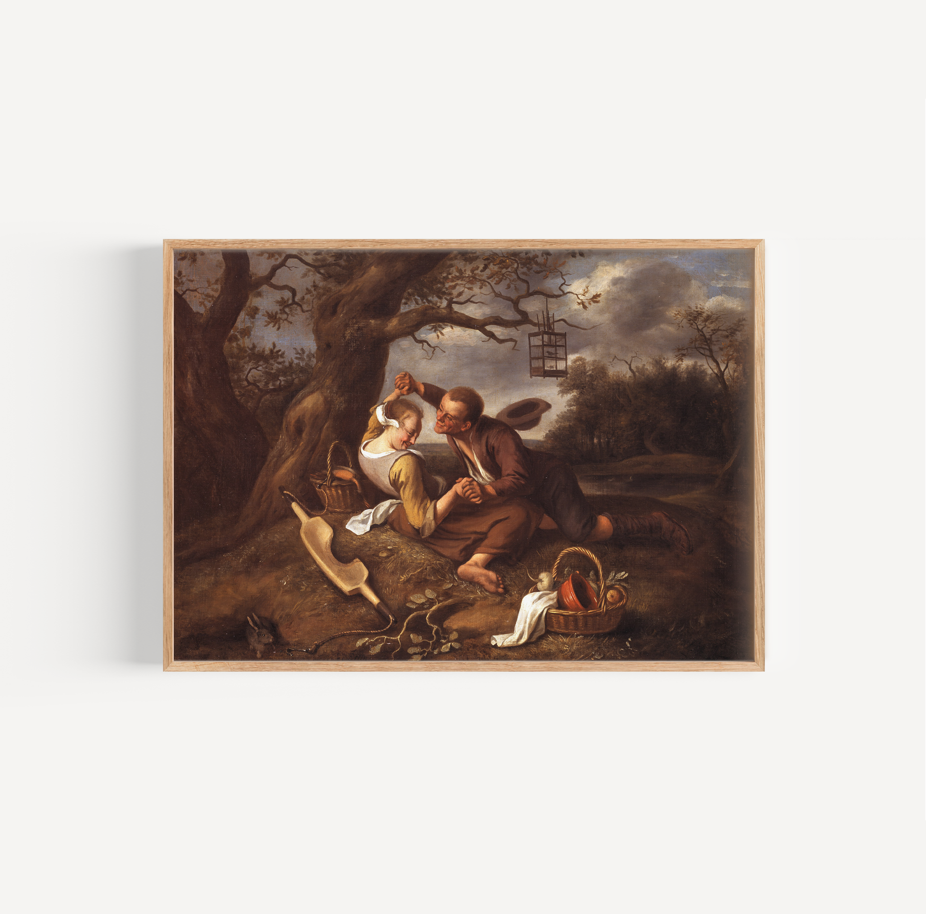 Jan Steen - Stoeiend paar poster van schilderij