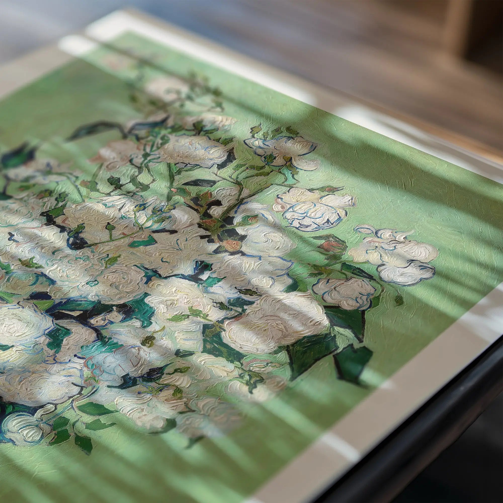 Florale schildering met lichtgroene achtergrond voor Van Gogh Roses Poster