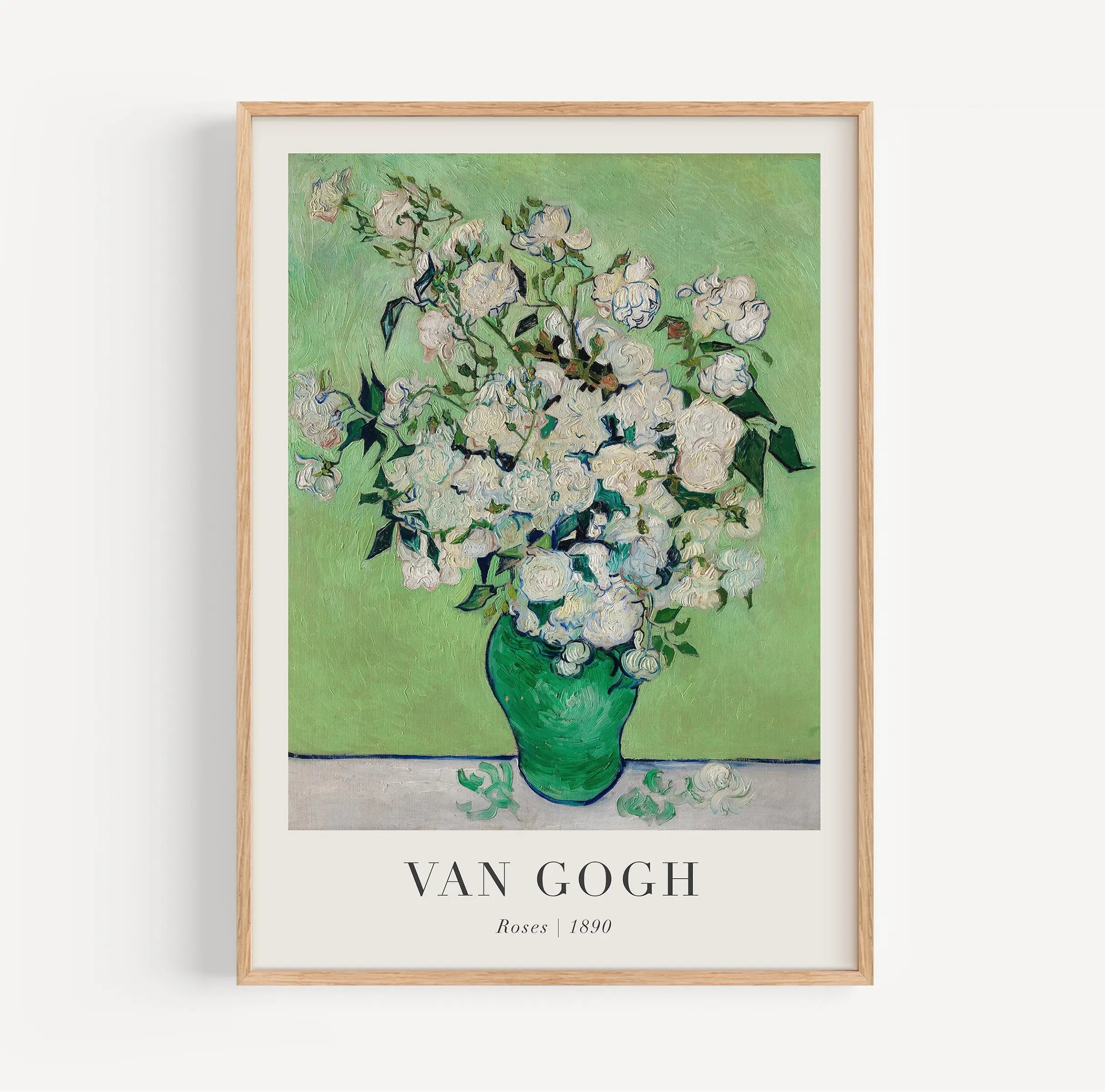Gemonteerde Van Gogh rozen schilderij poster voor muurdecoratie