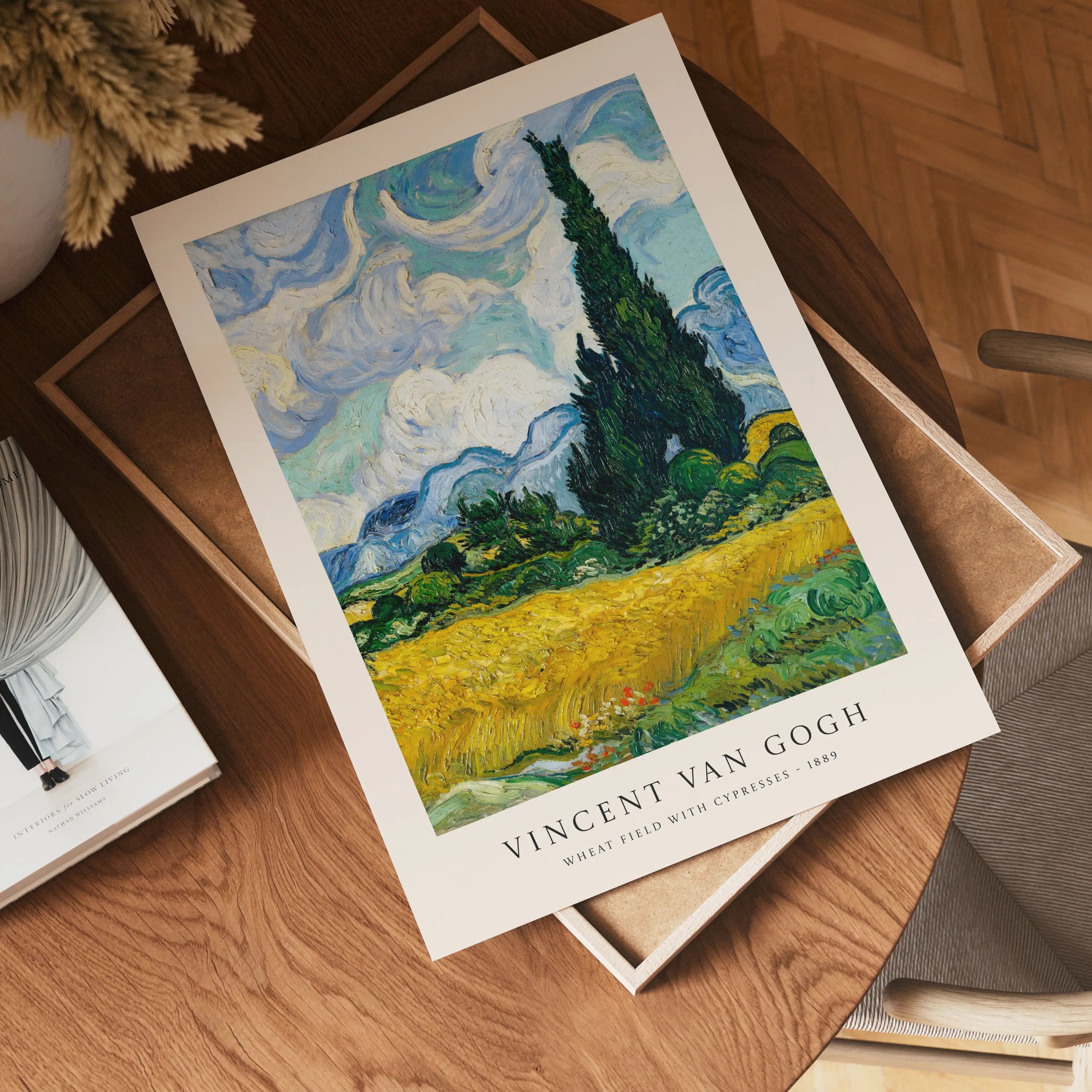 Van Gogh Tarweveld met Cipressen poster van het schilderij Wheatfield with Cypresses