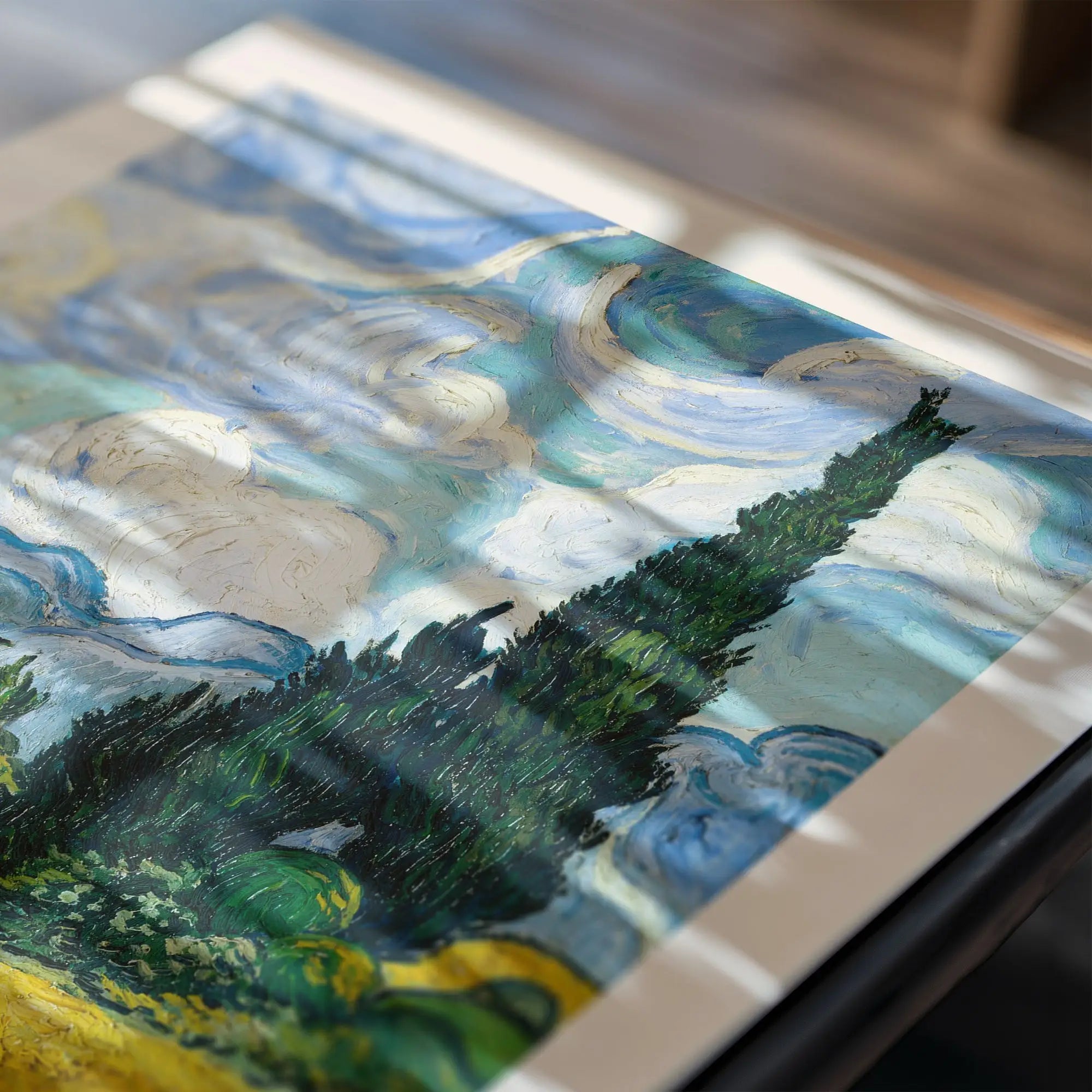 Impressionistische Cypresboom schilderij op Van Gogh Tarweveld met Cipressen Poster