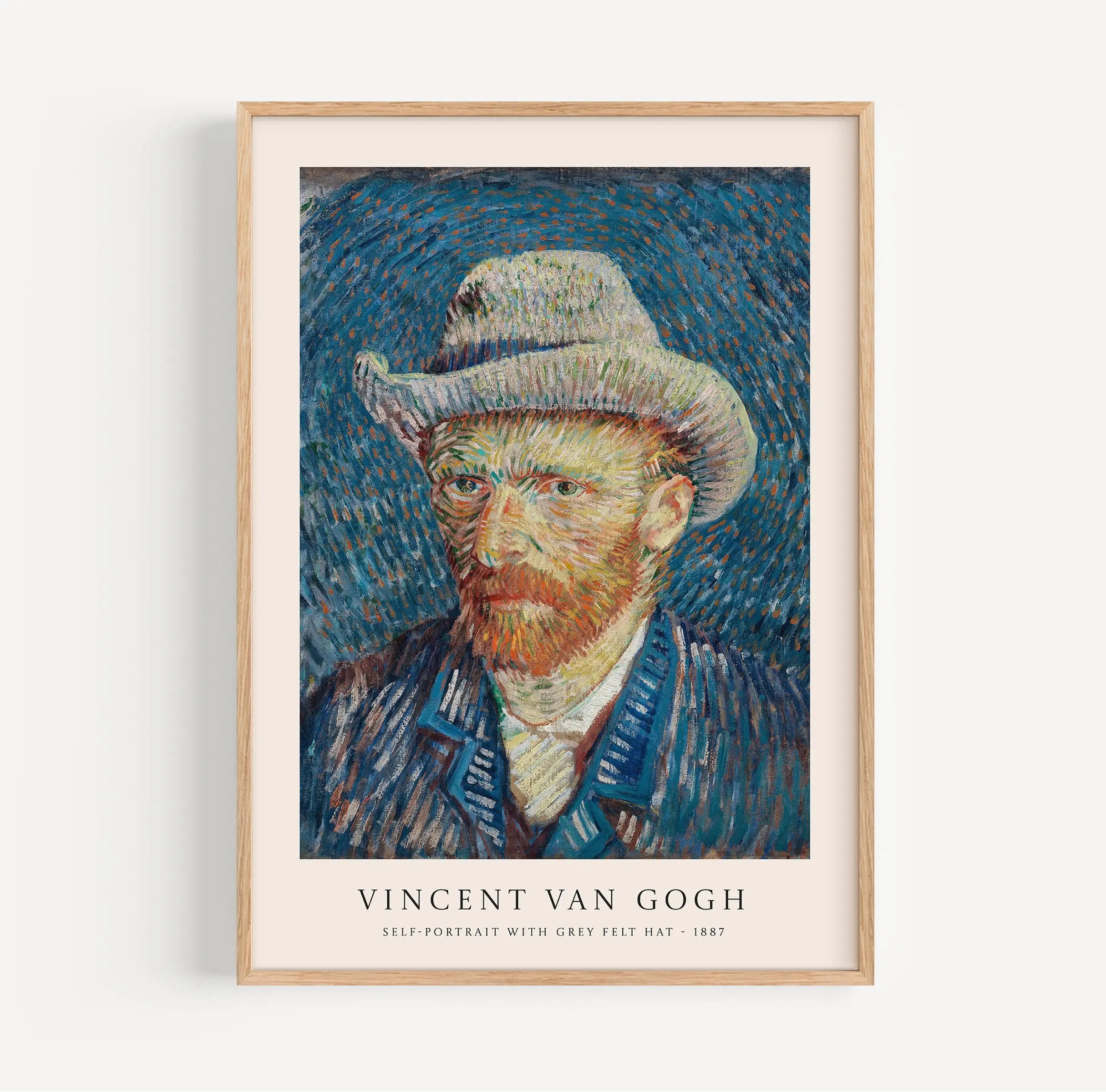 Gerapporteerde Van Gogh Zelfportret Poster in een houten lijst, kunst aan de muur
