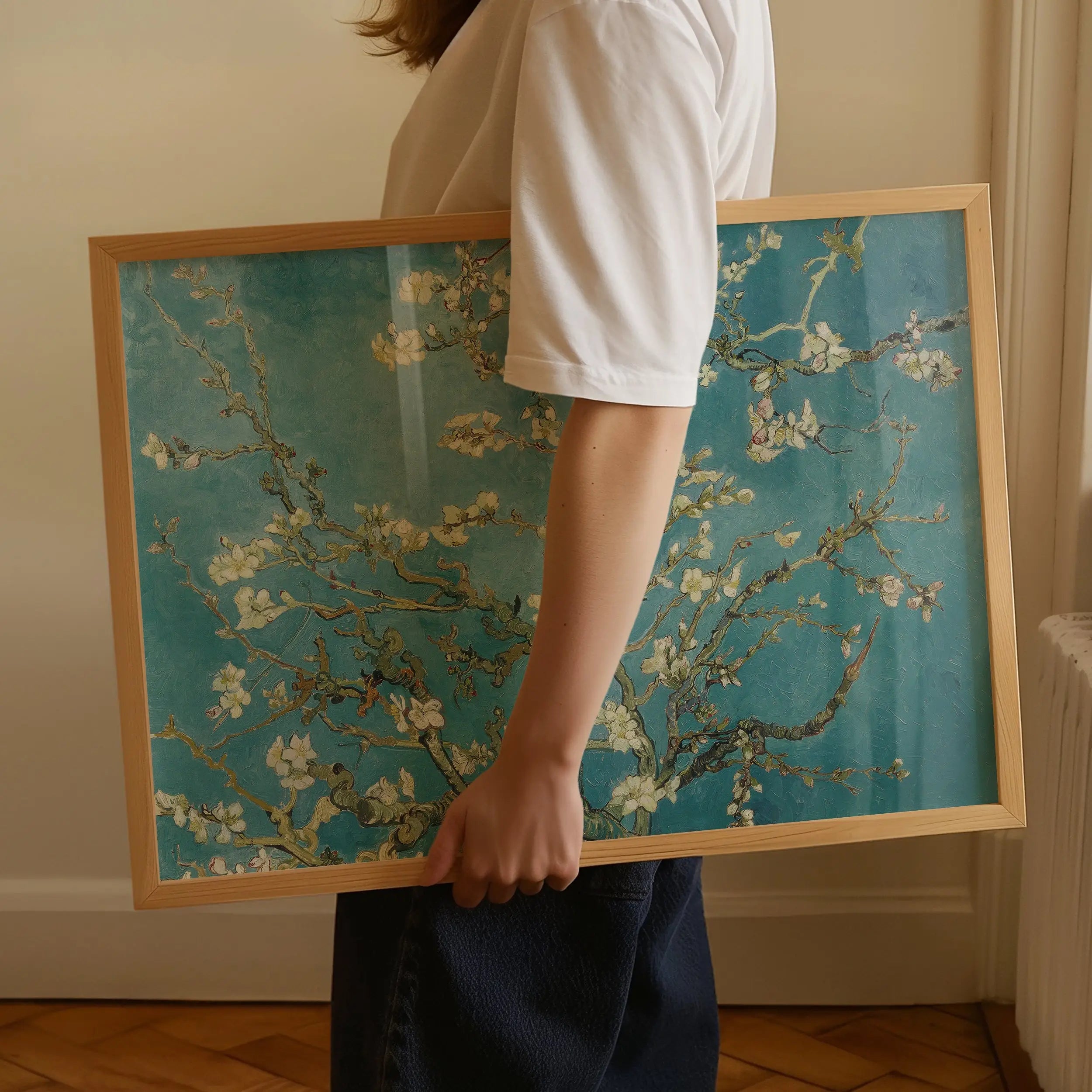 Gevraagde Alt-tekst: Geverfde Van Gogh Amandelbloesem poster in een lijst