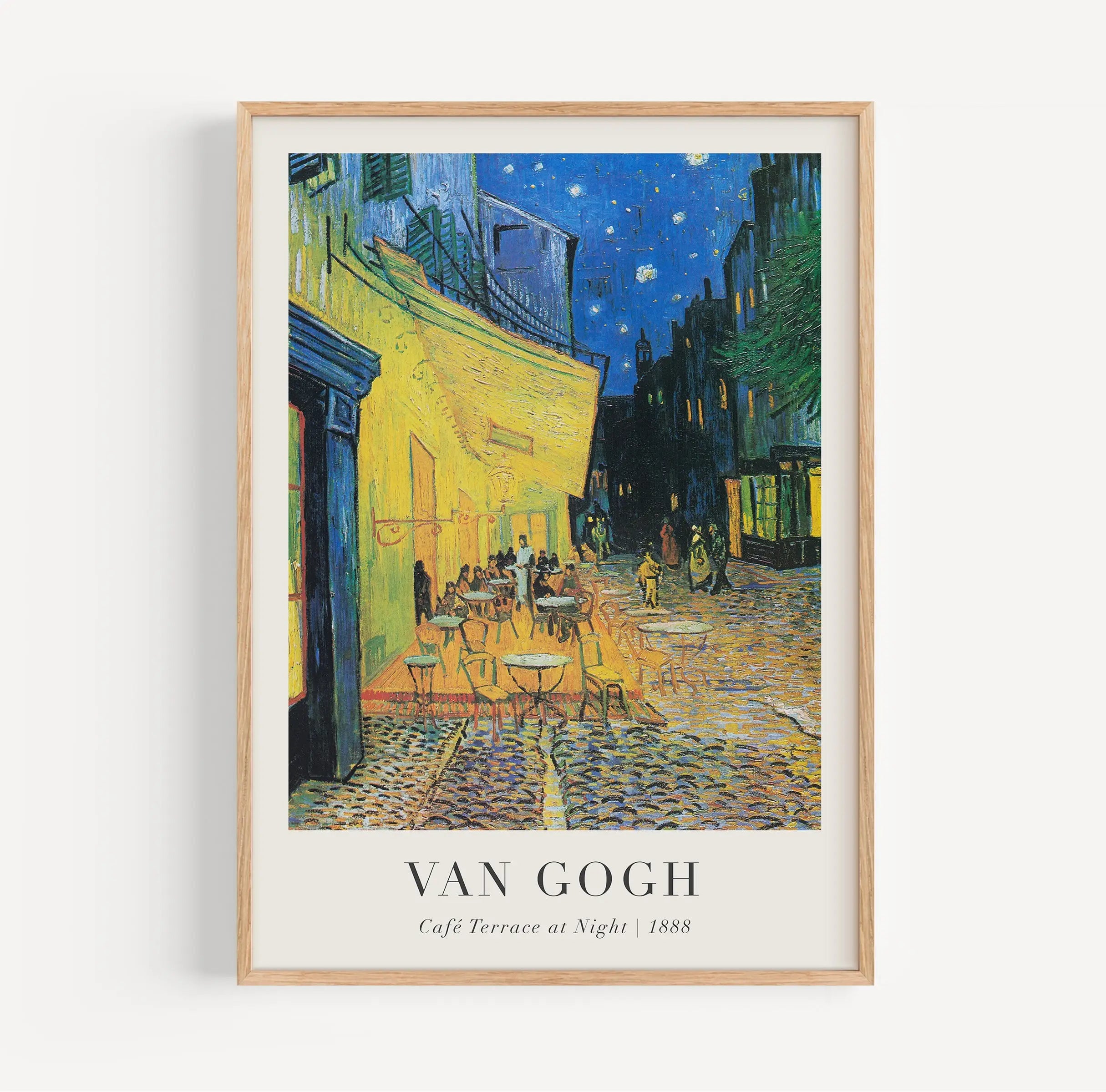 Geverfde afbeelding van Van Goghs caféterras bij nacht in het Van Goghs Café Terrace at Night Poster