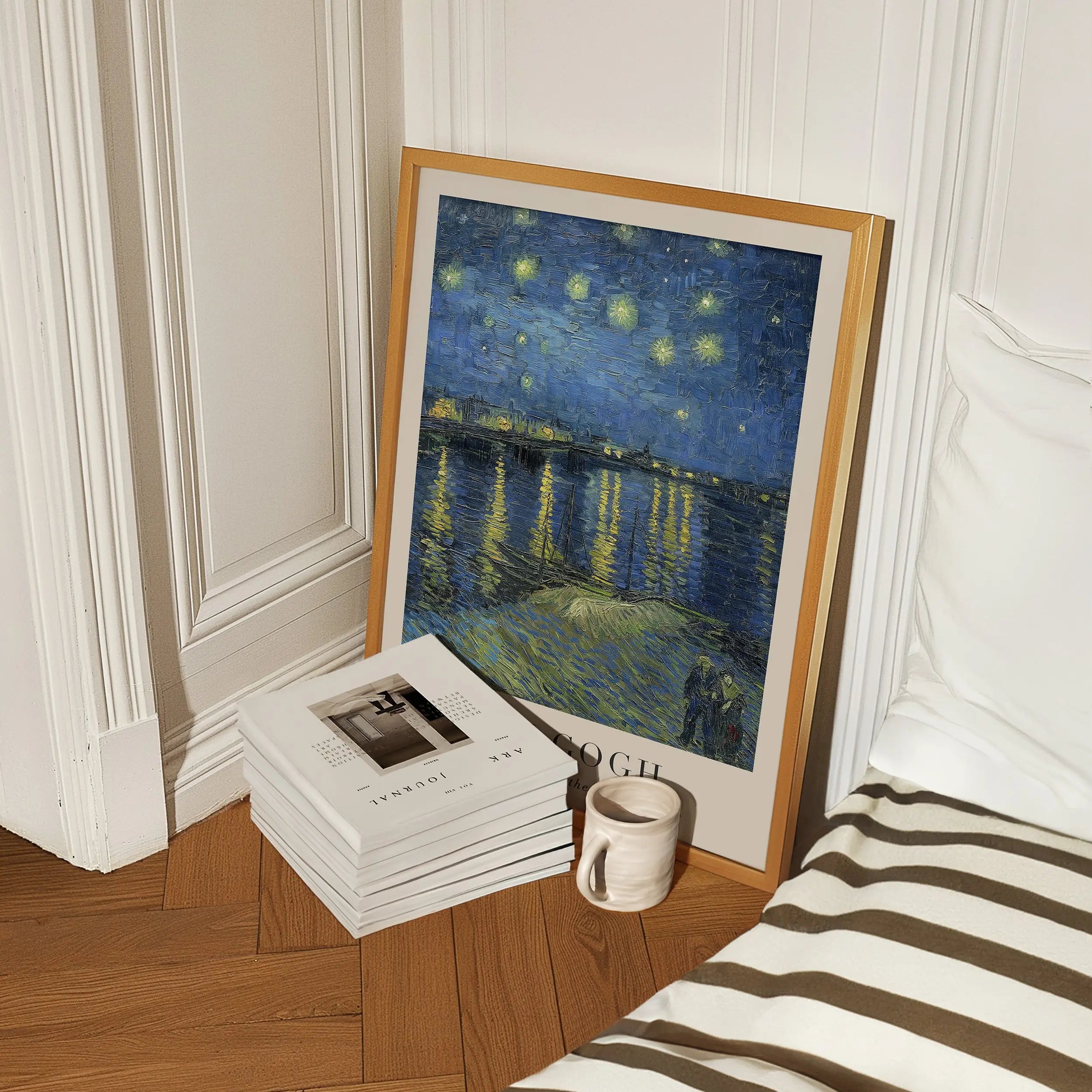 Geverfde van Gogh Sterrennacht poster in lijst voor wall art decor