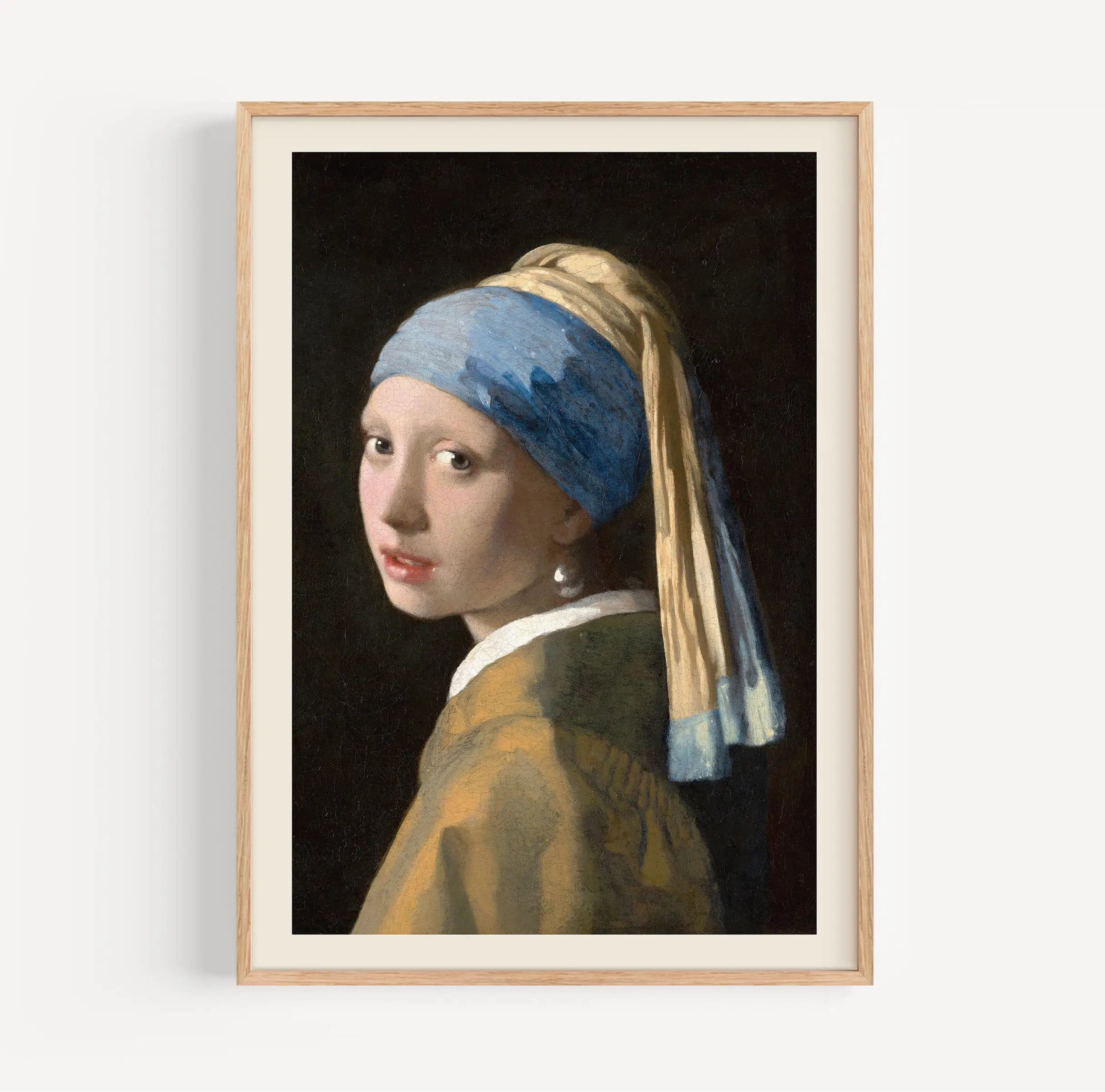 Geframede uitvoering van Vermeers Meisje met de Parel poster