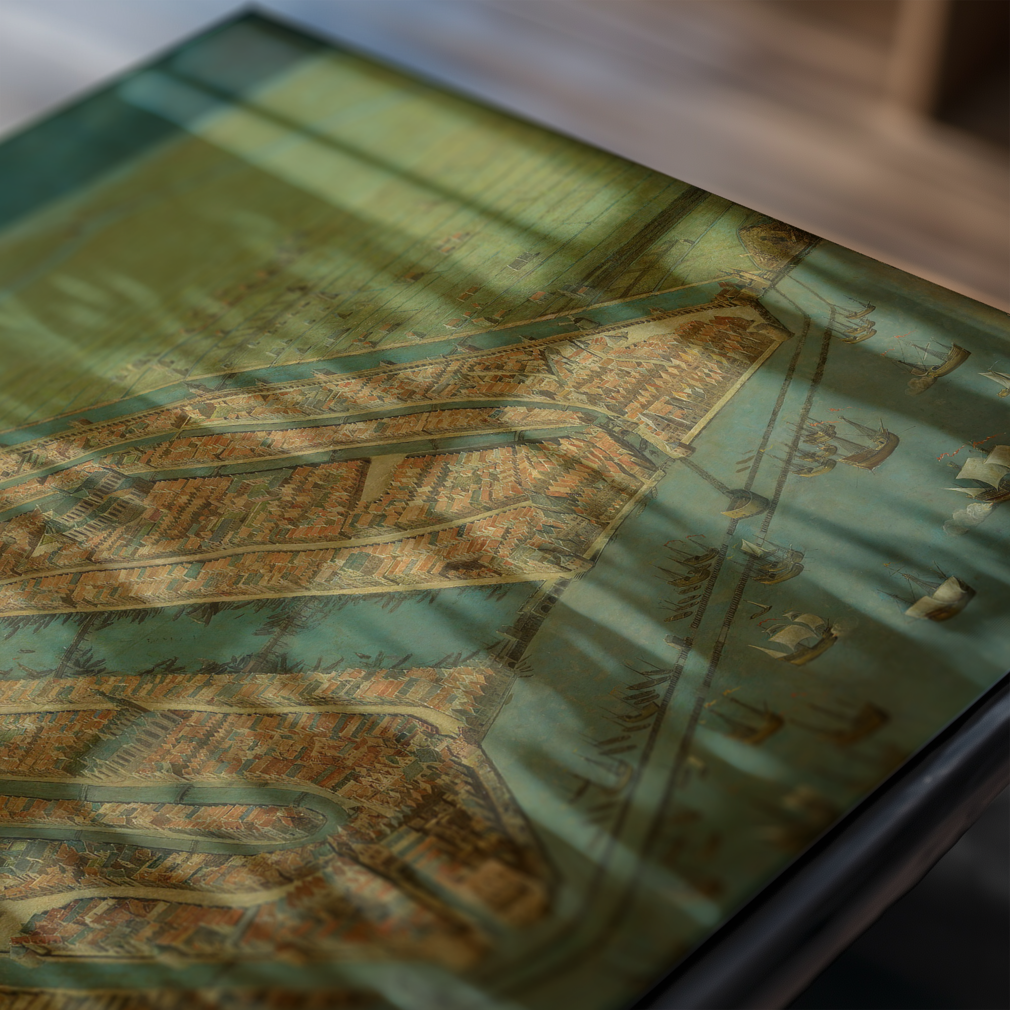 Cornelis Anthonisz - Gezicht op Amsterdam in vogelvlucht poster van schilderij