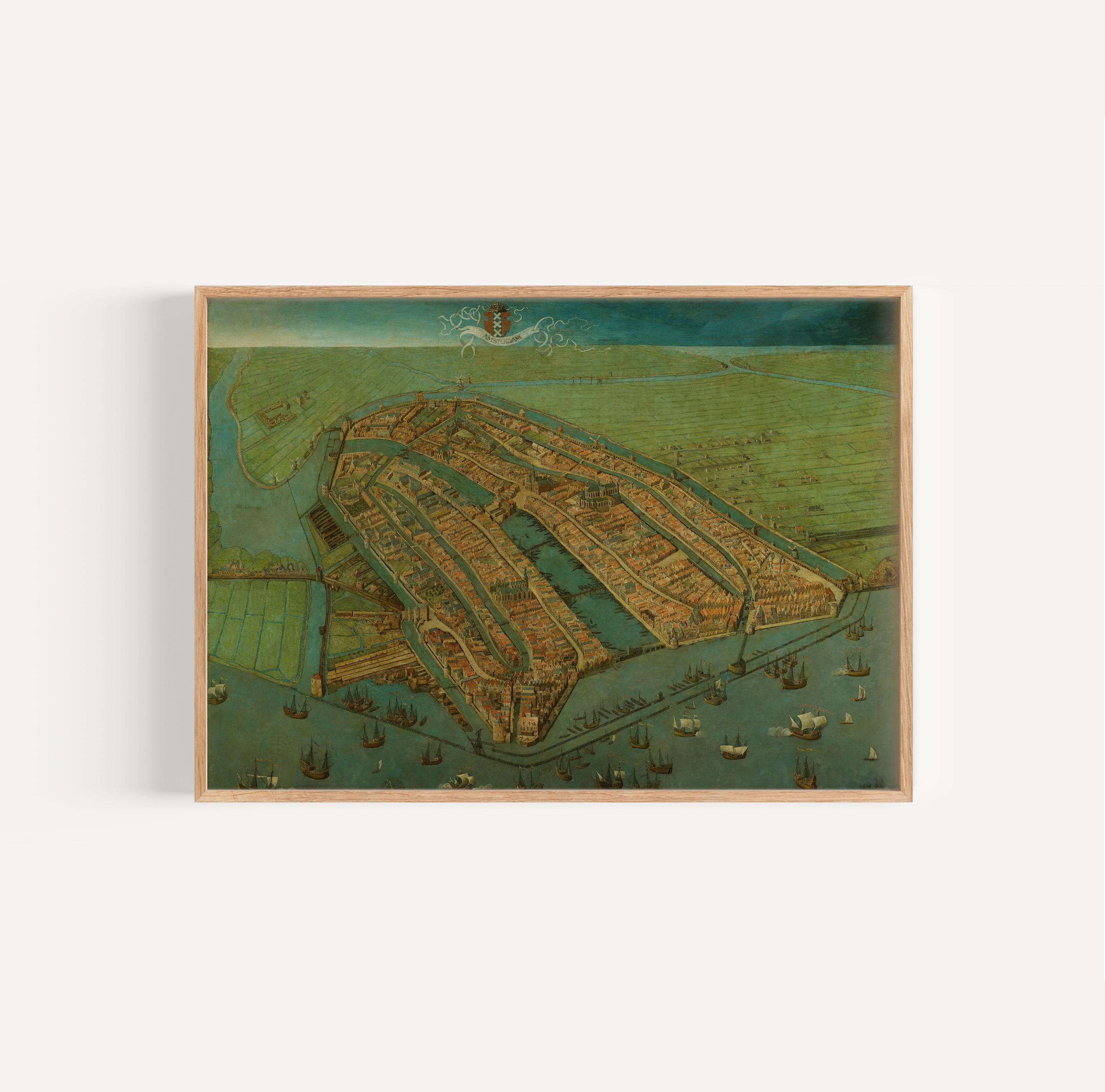 Cornelis Anthonisz - Gezicht op Amsterdam in vogelvlucht poster van schilderij