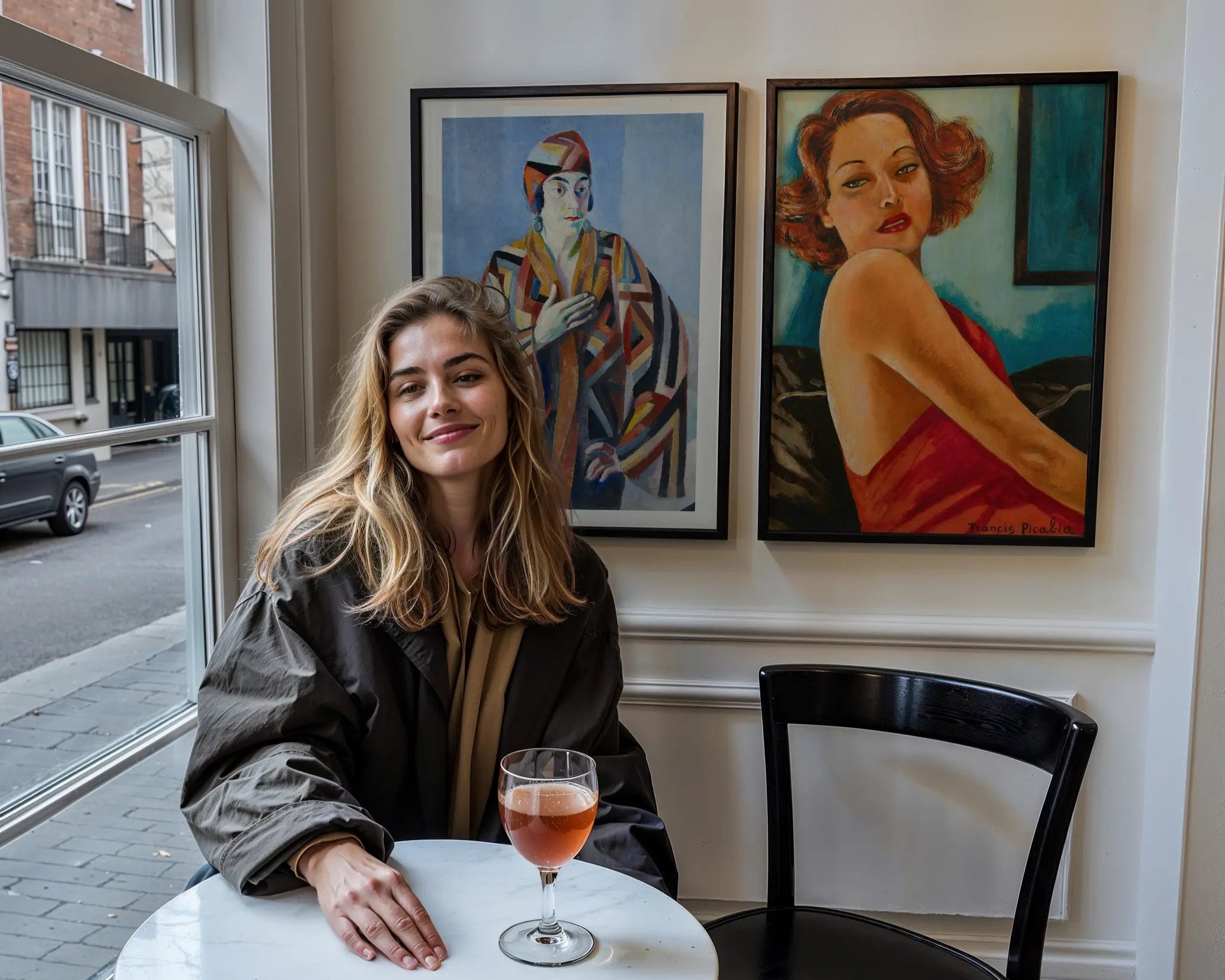 vrouw met posters