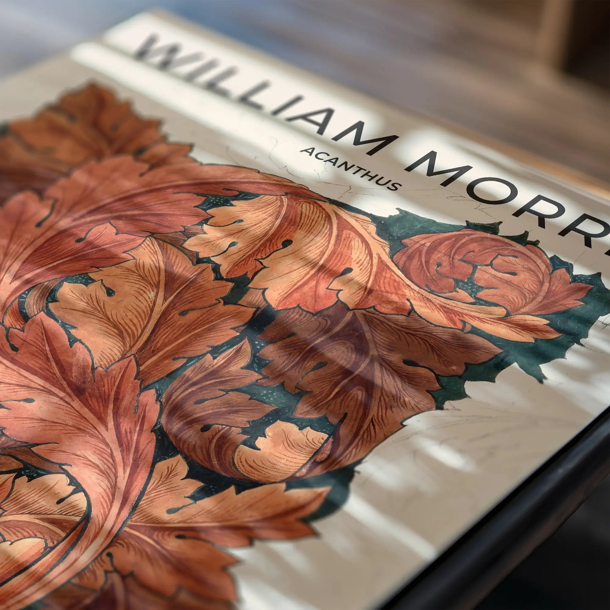 Boek met acanthus bladendecoratie uit William Morris Acanthus Poster
