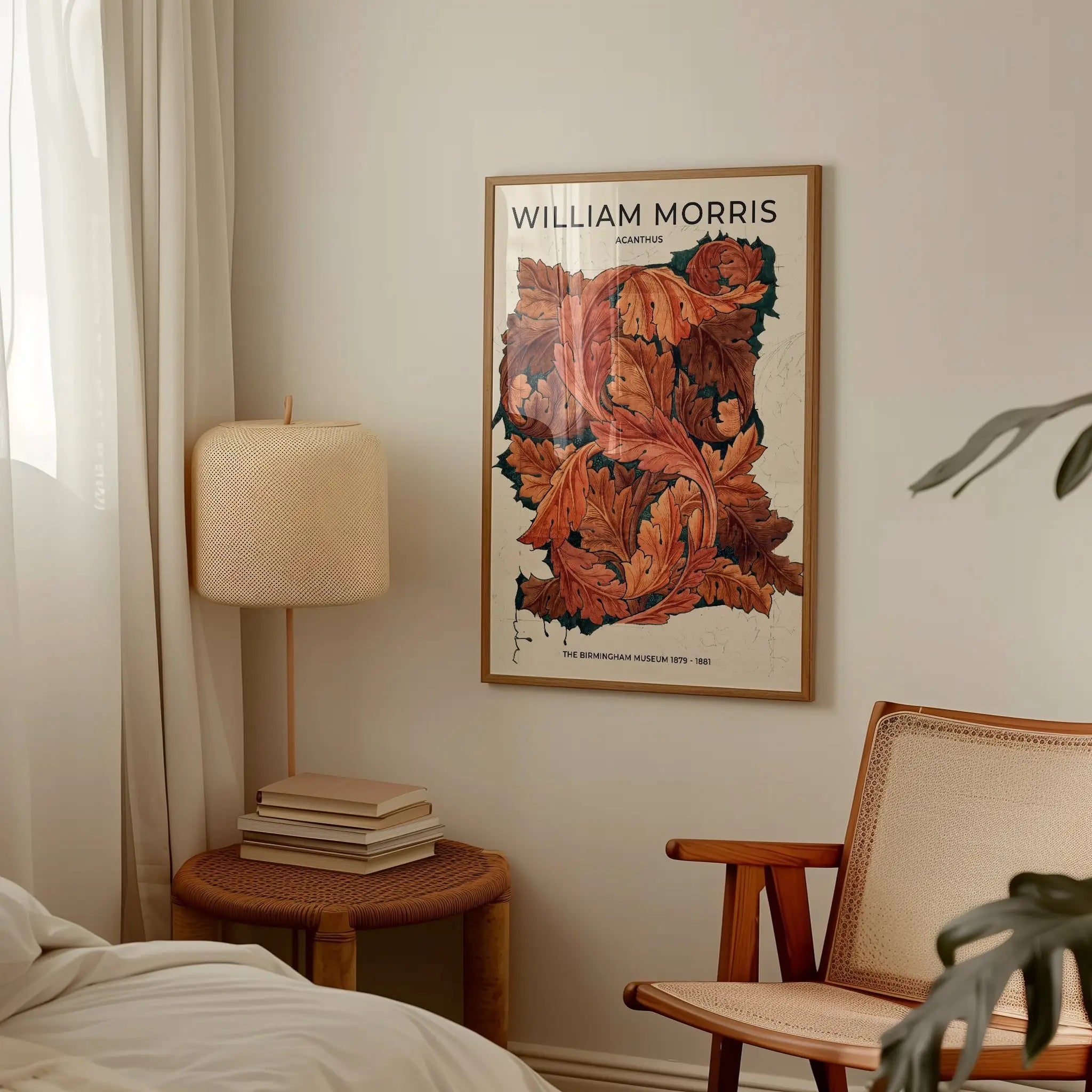 Geverfd William Morris bladerenprint in lijst, William Morris Acanthus Poster