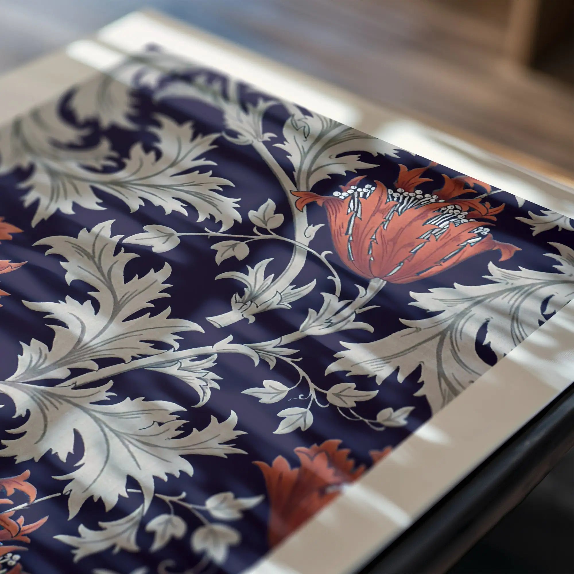 Floral patronen stoffen voor William Morris Anemone Donkerblauwe Poster