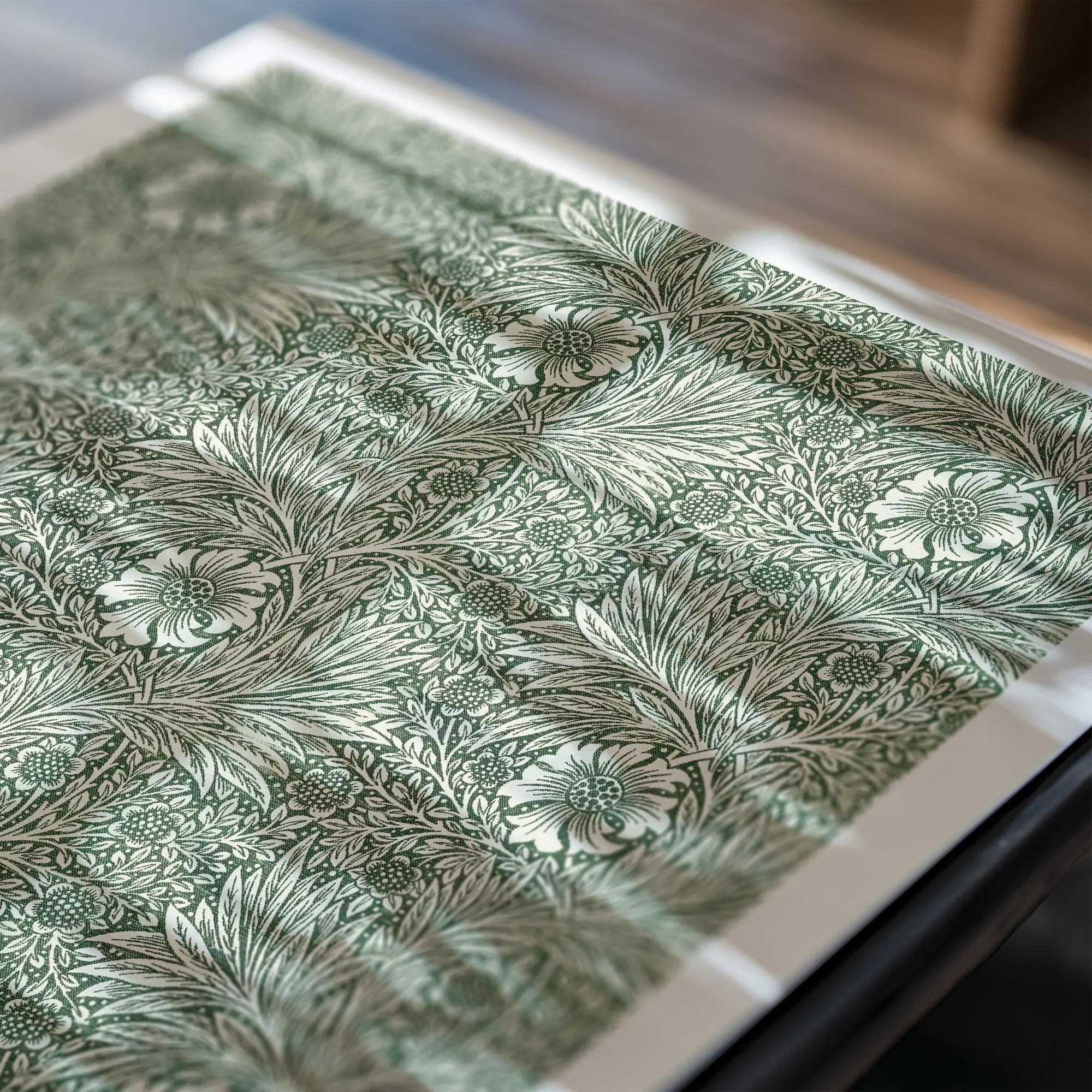 Groene bloemen patroontafel voor William Morris Art Nouveau Groene Licht Poster