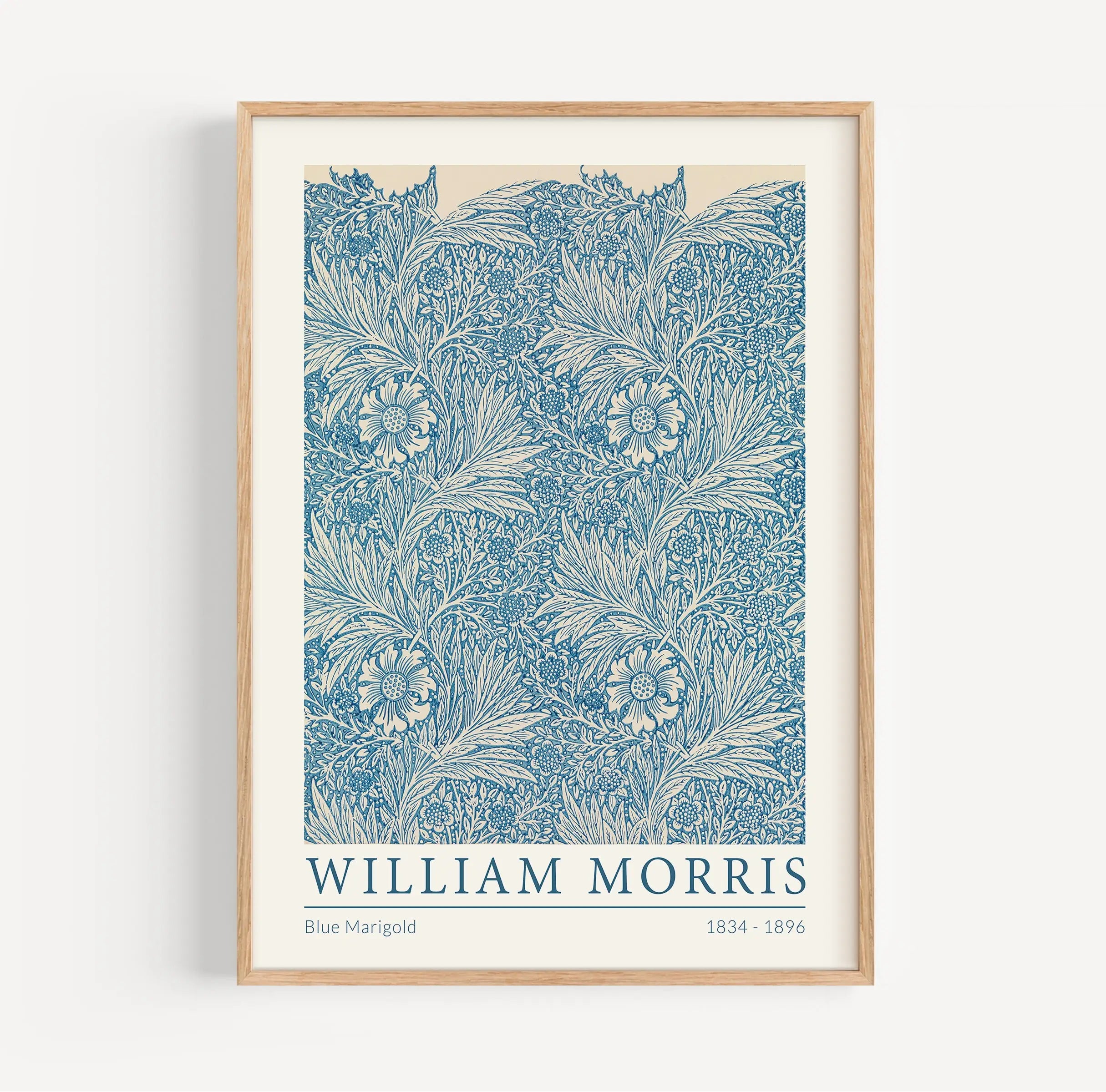 Ingelijst bloemmotief kunstprint voor William Morris Blauwe Goudsbloem Poster