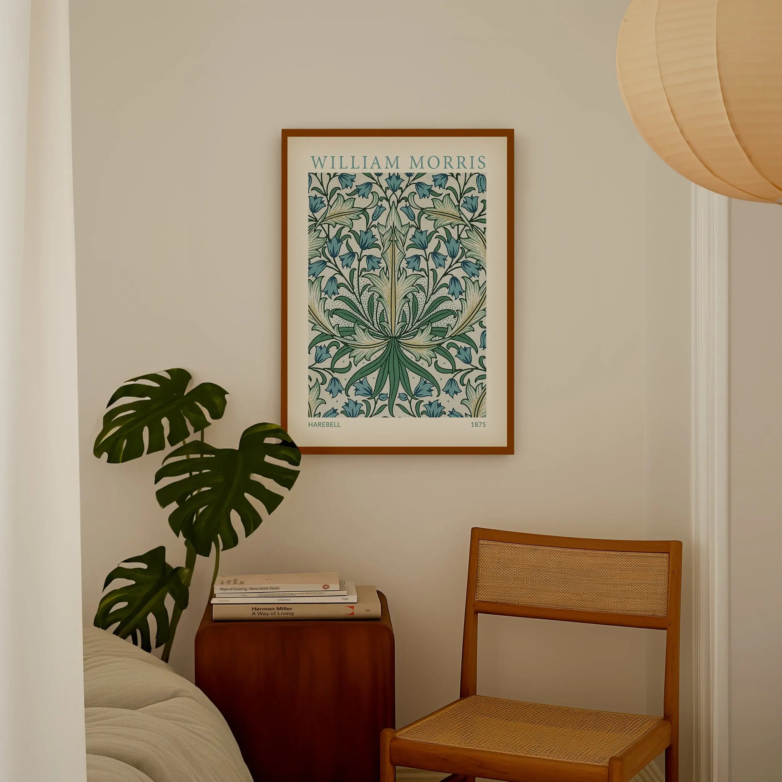Framed William Morris bloemendruk poster, art nouveau decor, opvallend wandkunst
