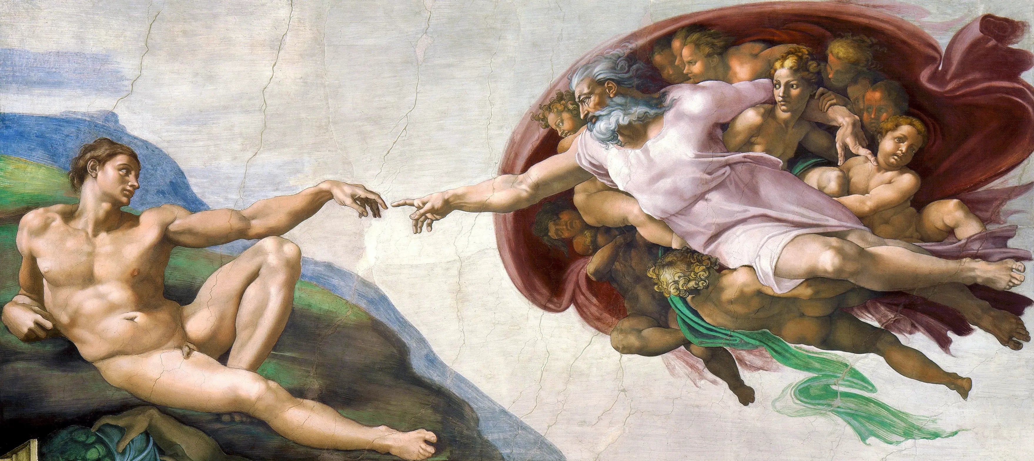 Michelangelo's fresco van de Schepping van Adam.