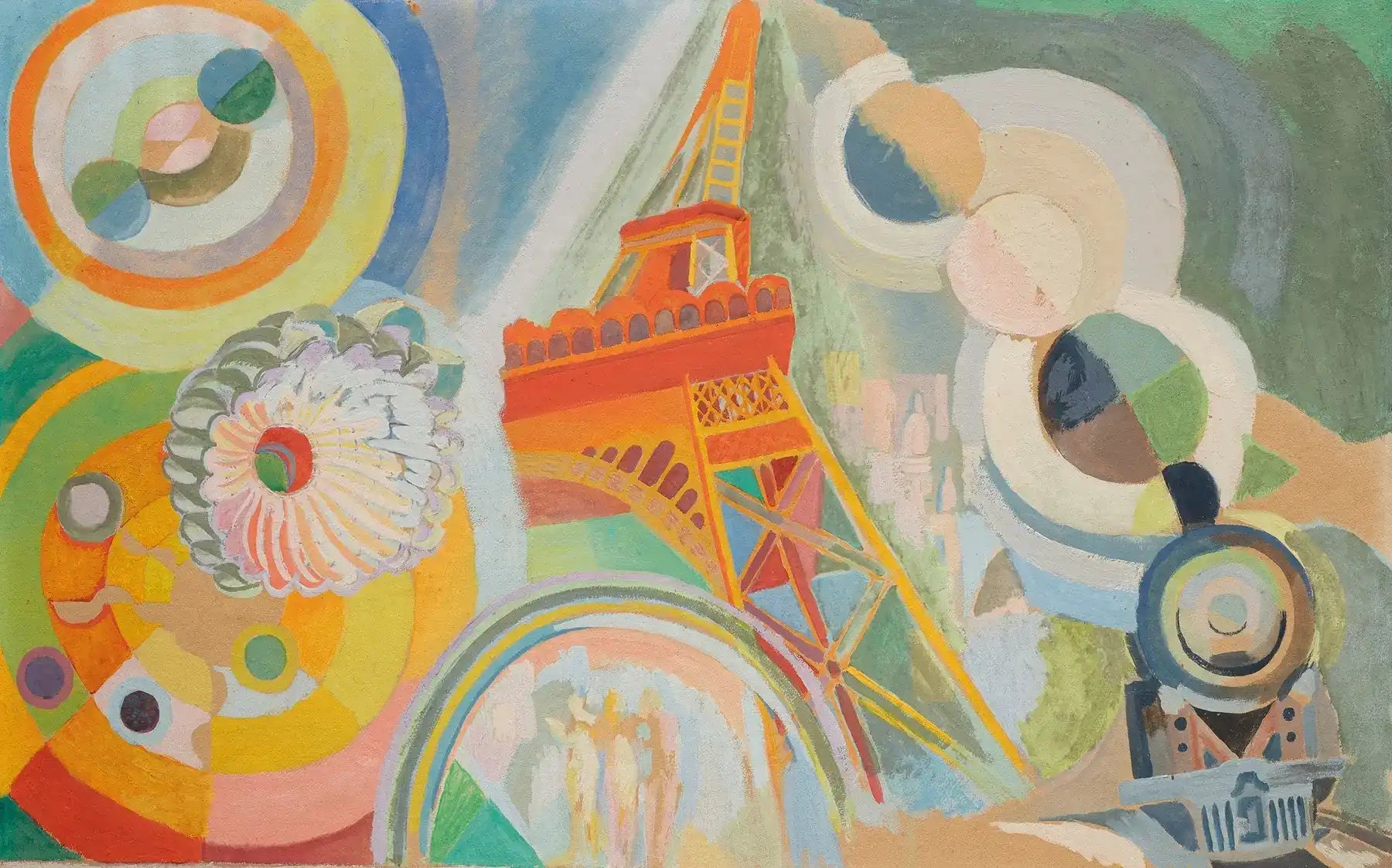 Abstracte schilderij van de Eiffeltoren.