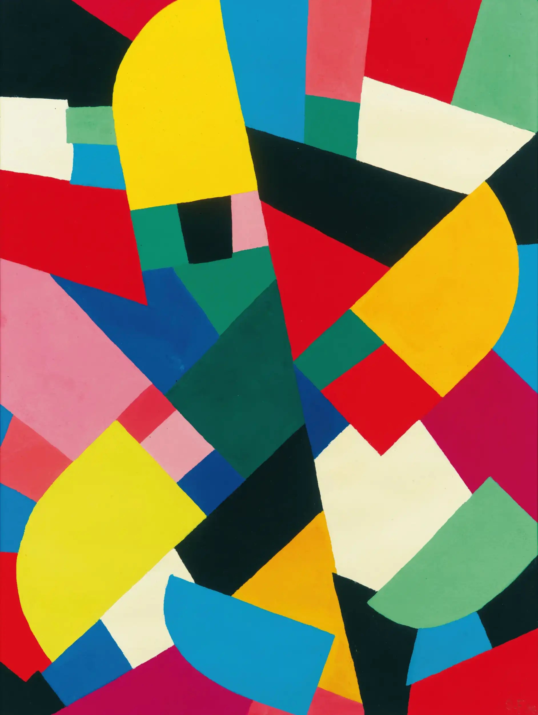 Abstract geometrisch kleurblokschilderij.