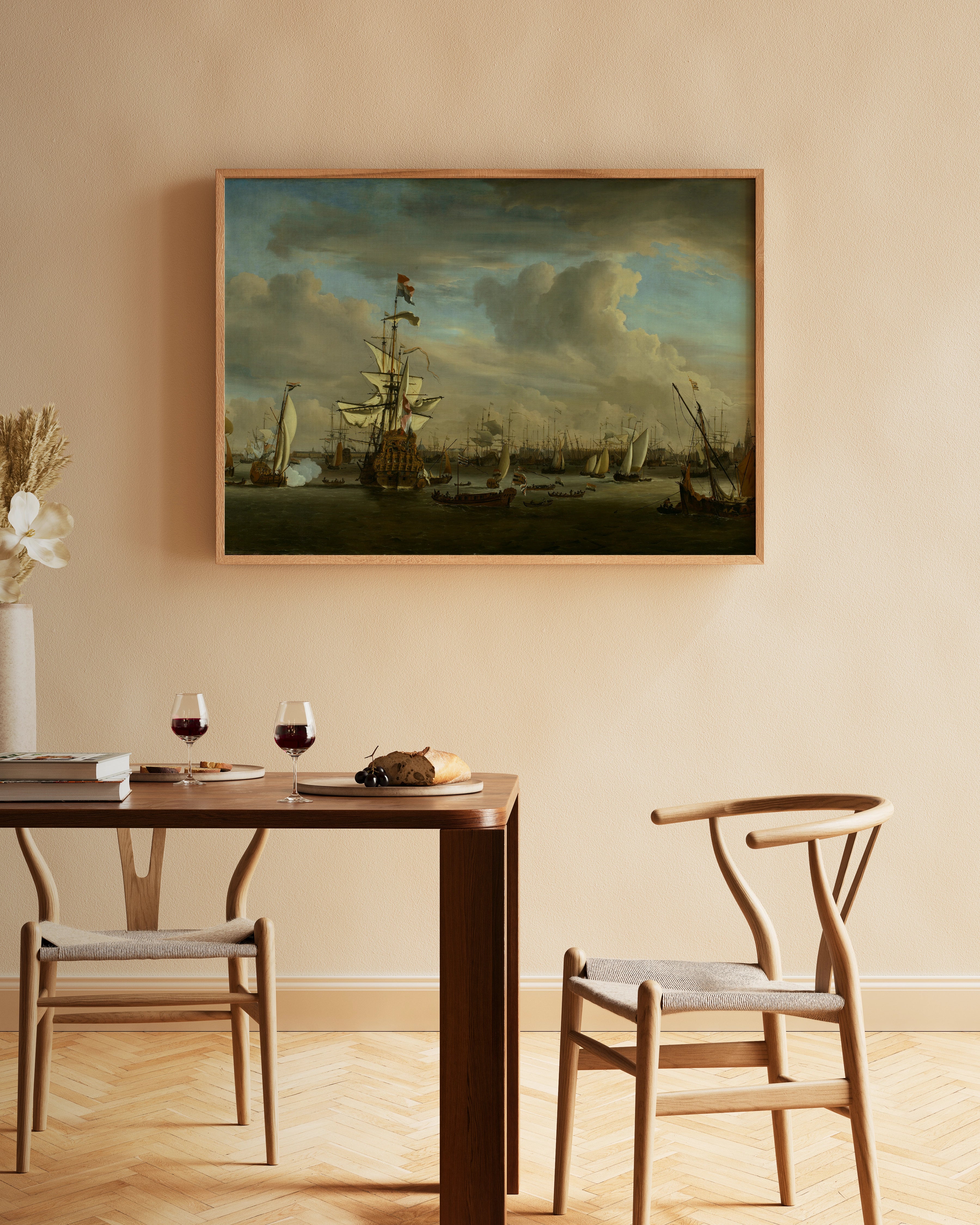 Willem van de (II) Velde De Gouden Leeuw op het IJ voor Amsterdam poster van schilderij
