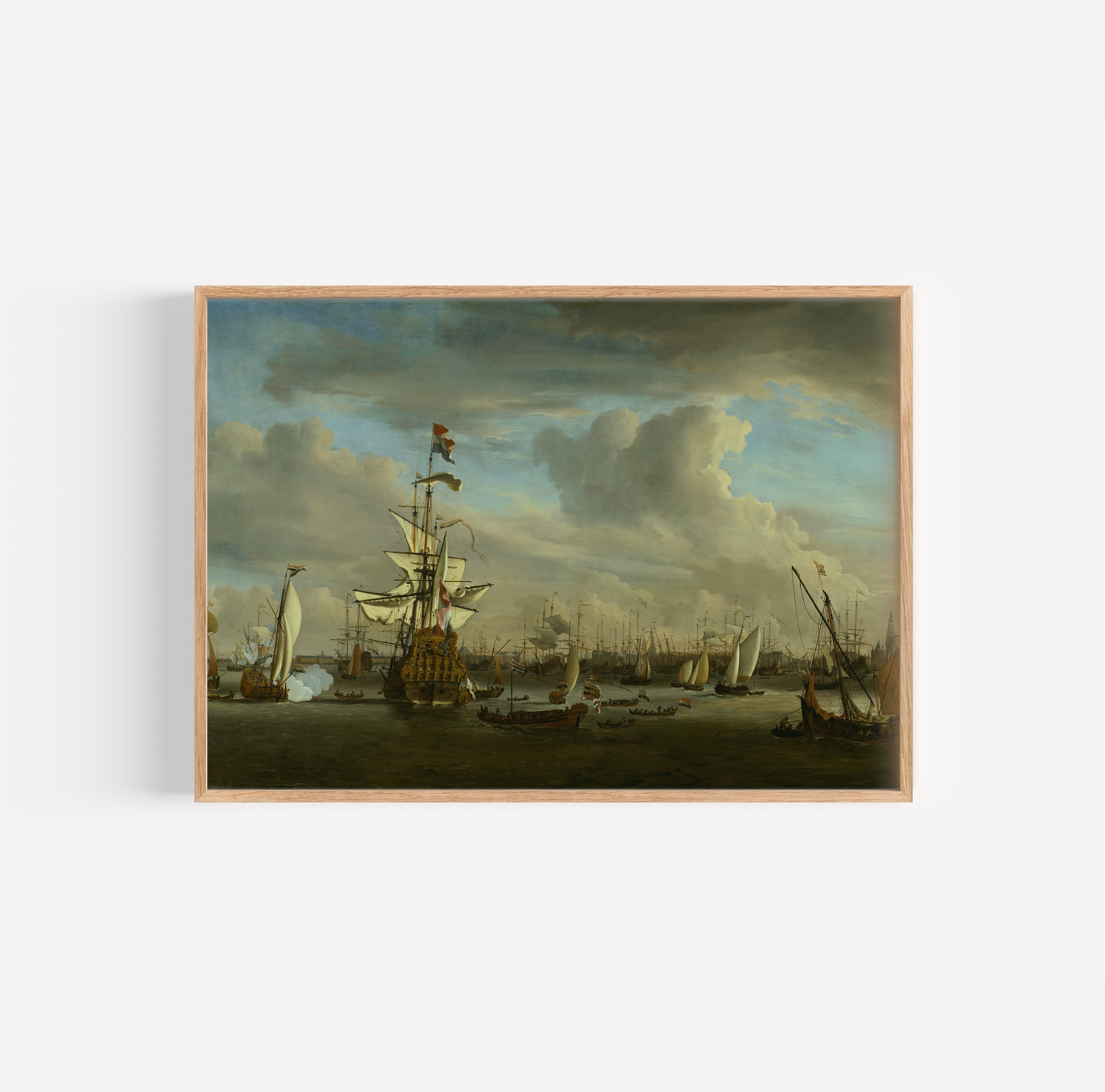 Willem van de (II) Velde De Gouden Leeuw op het IJ voor Amsterdam poster van schilderij