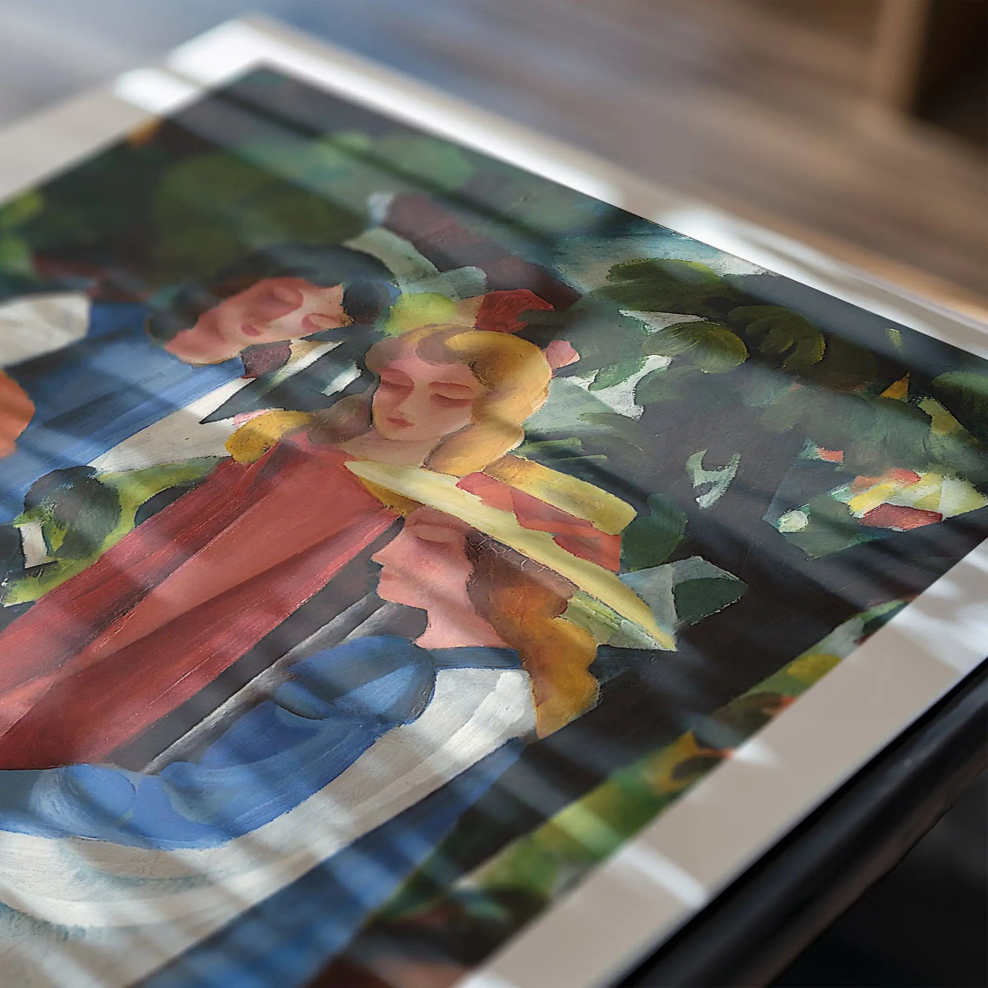 Gelijst schilderij van vrouwen uit de August Macke Four Girls Poster