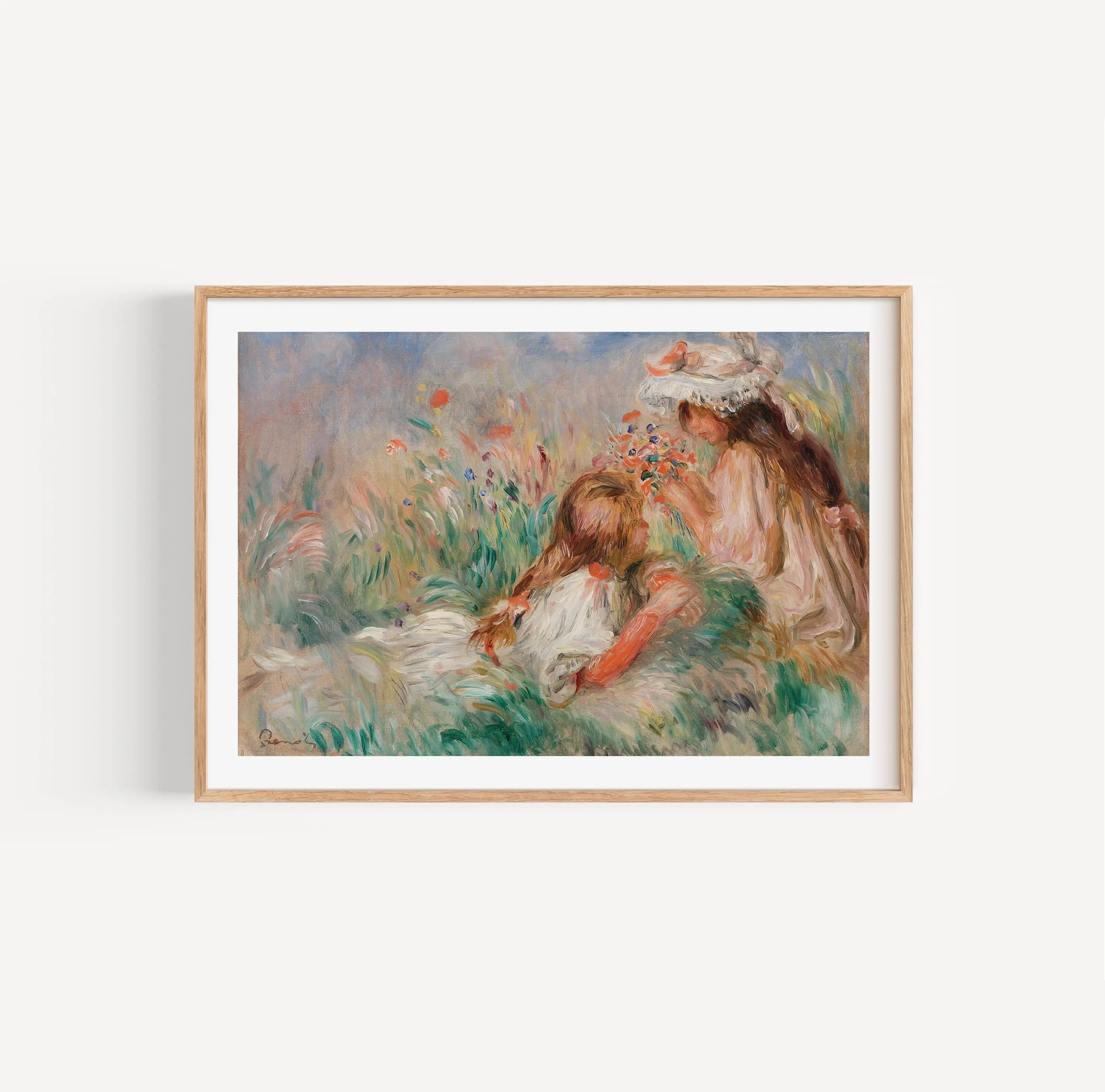 Auguste Renoir - Girls in the Grass Arranging a Bouquet Poster