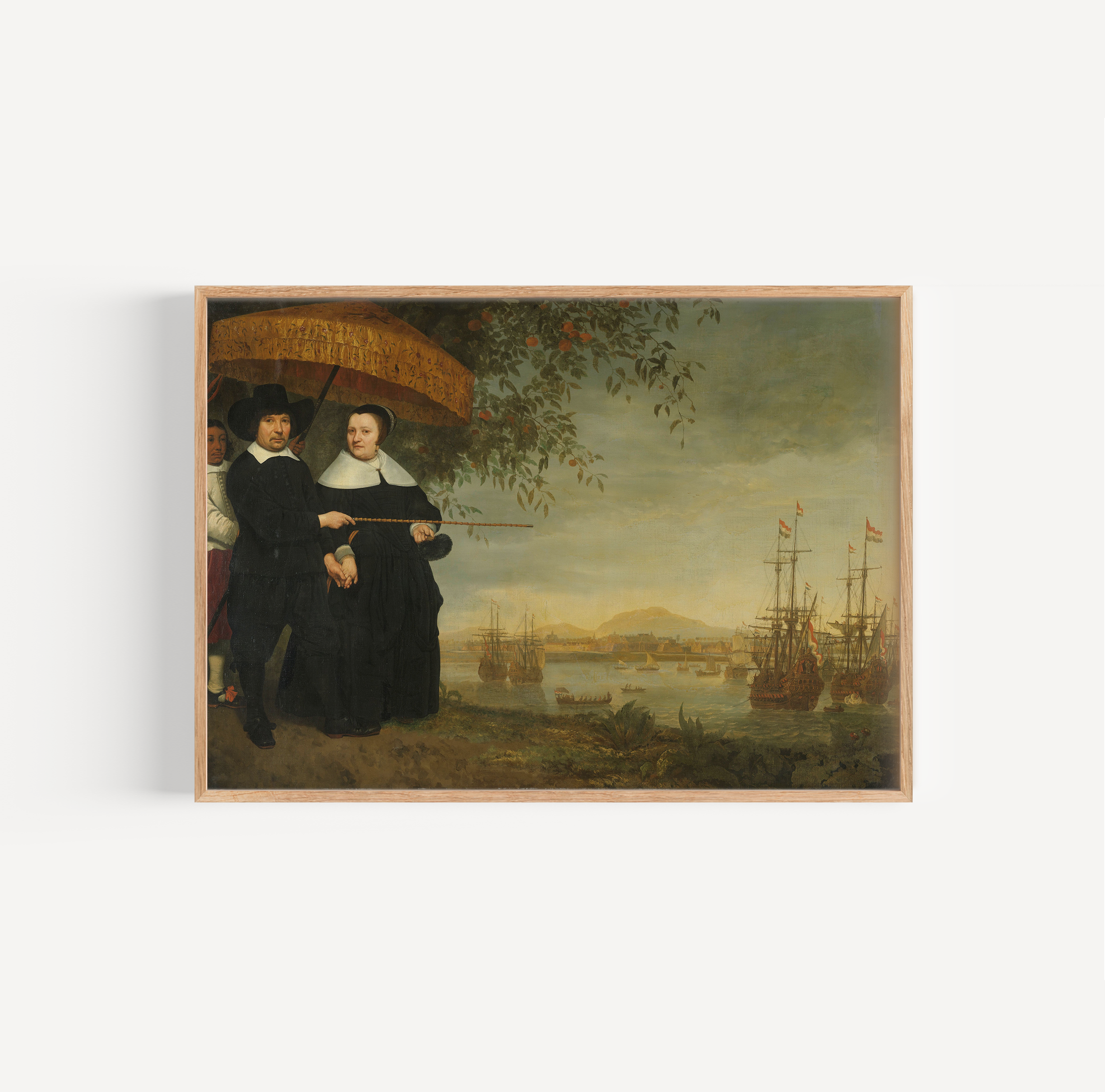 VOC-opperkoopman met echtgenote en bediende - Poster van schilderij