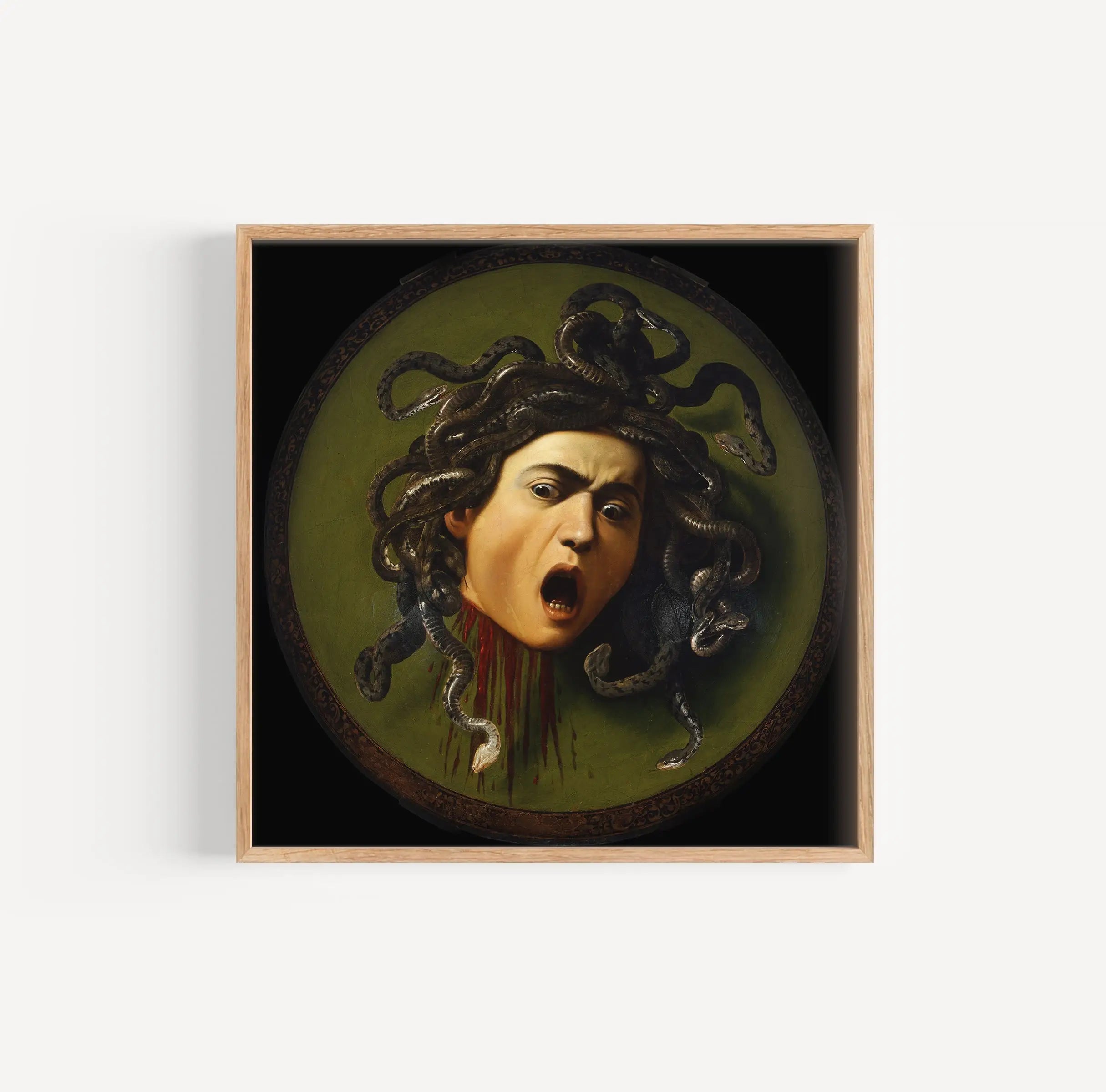 Gereserveerde Medusa hoofd schilderij in lijst voor Caravaggio Medusa Poster