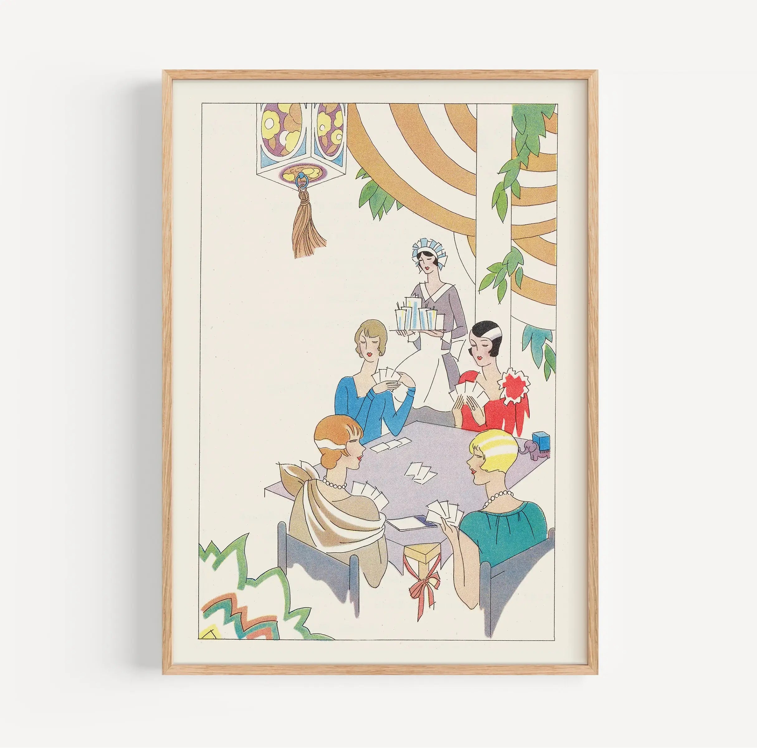 Historische illustratie van vrouwen die kaarten spelen in lijst voor Clever People Poster Marie Josephine Carr