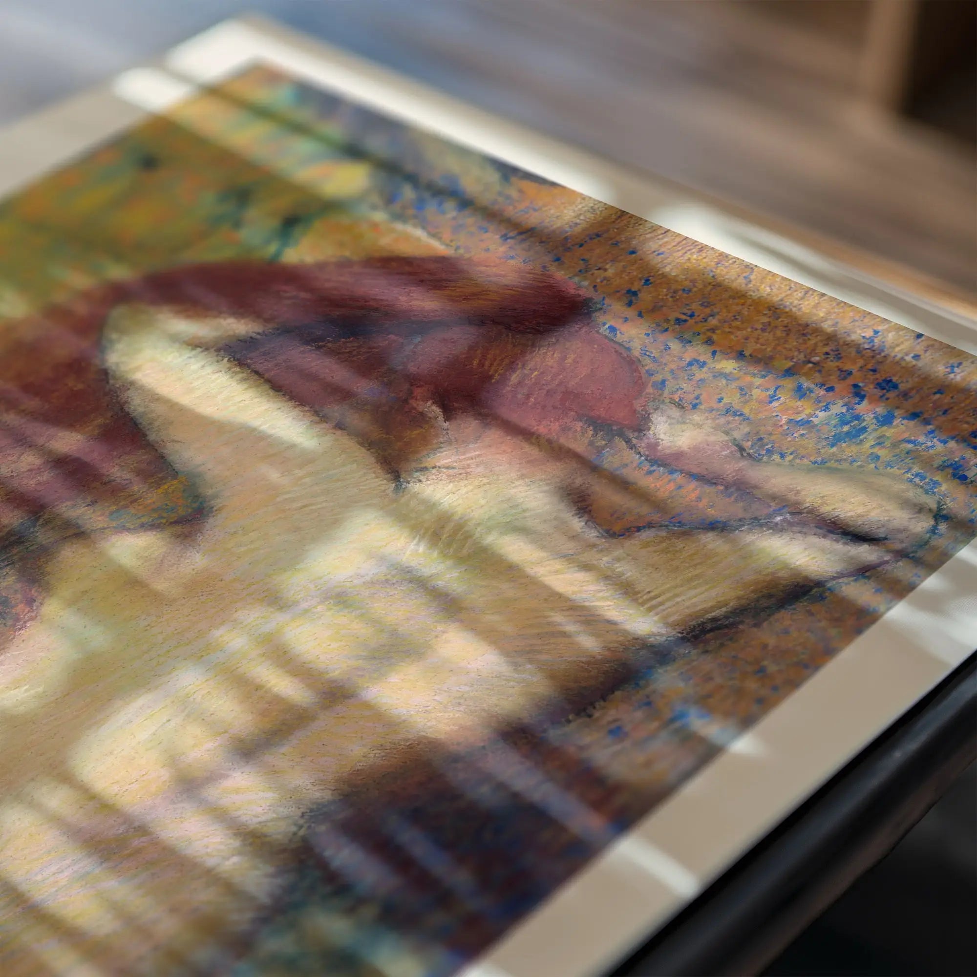 Abstract schilderij met lichte strepen voor Degas Nude Woman Combing Her Hair Poster