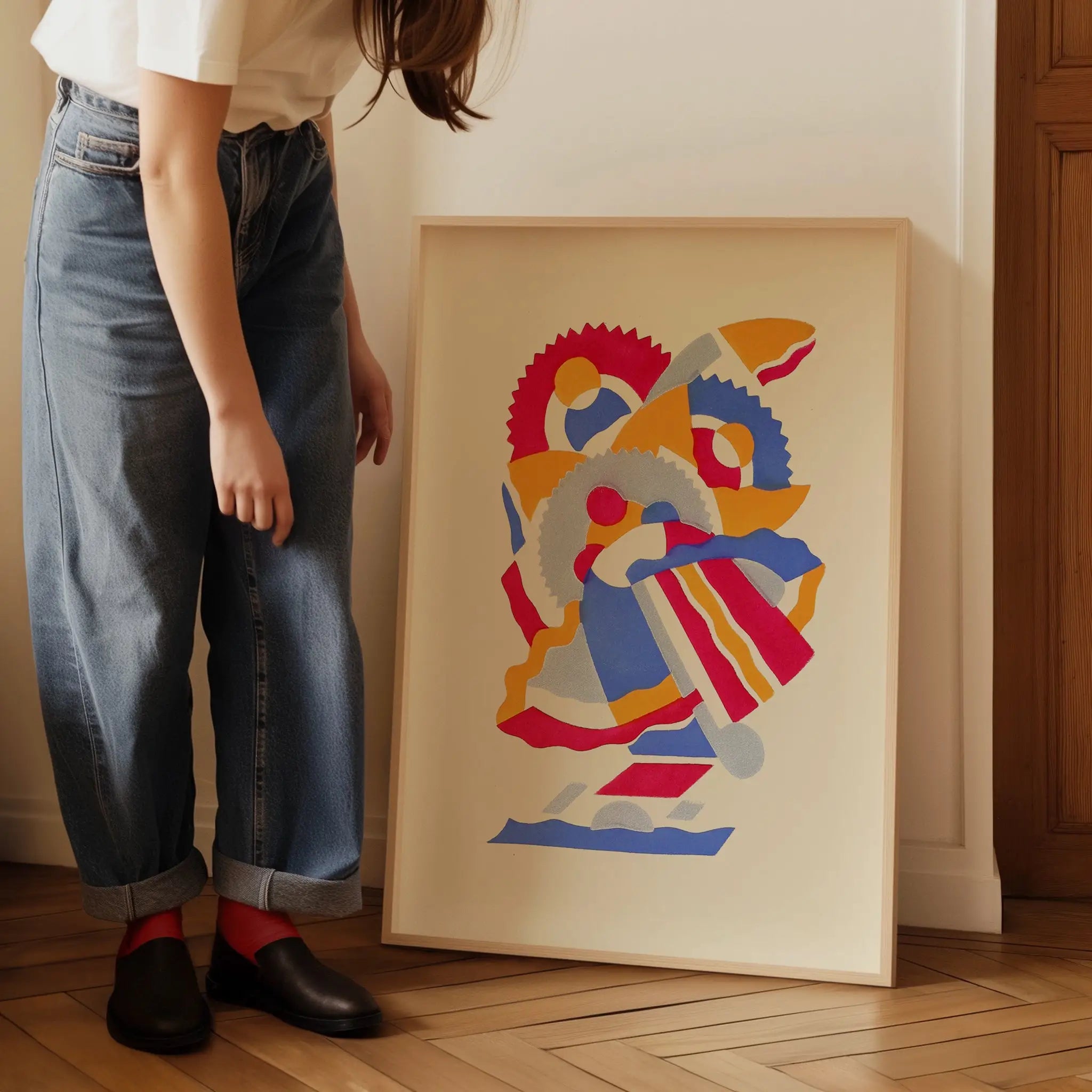 Abstract kleurrijk ingelijste kunstwerk voor Fleurs Texte Botanische Poster