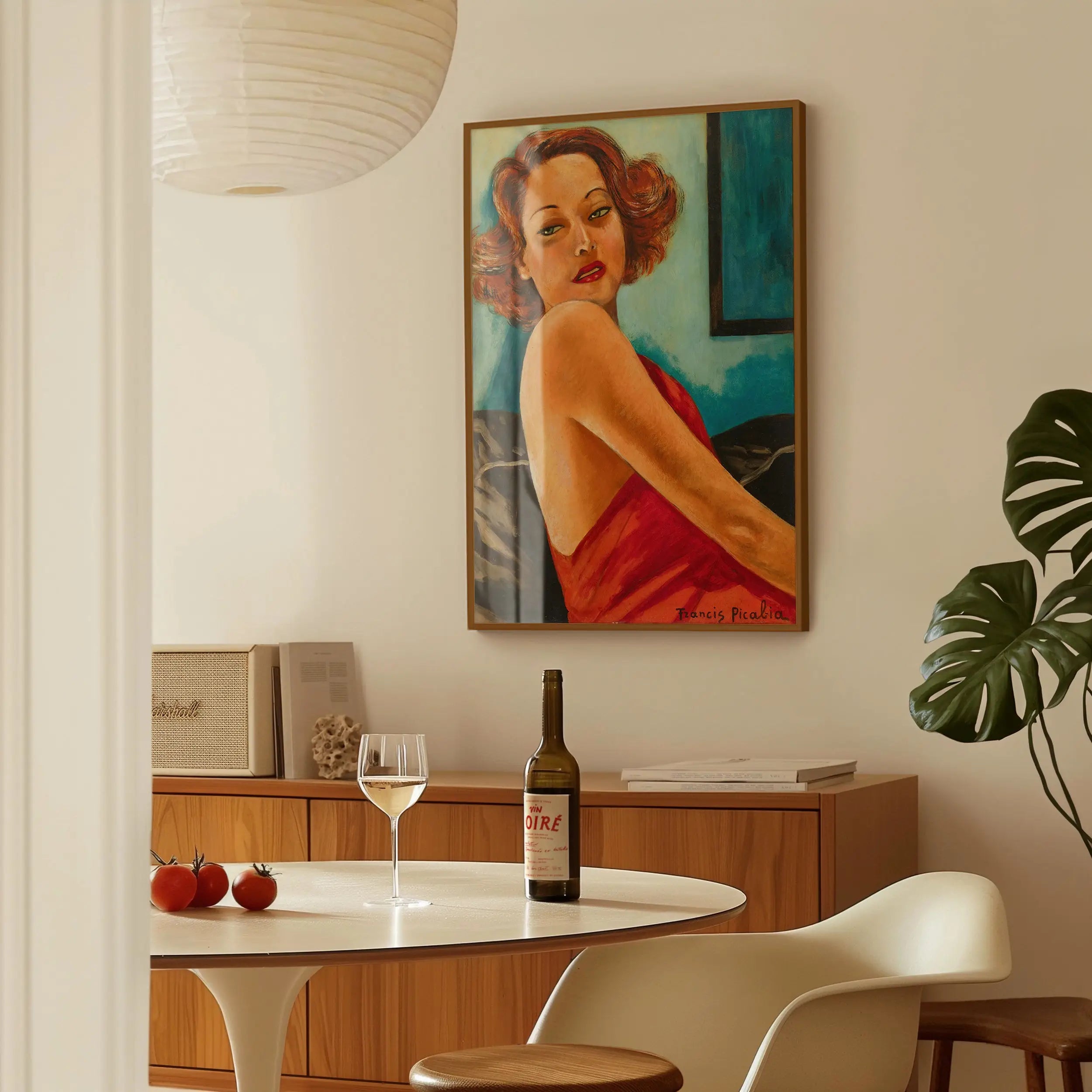 Framed portret van een vrouw in rood, Francis Picabia poster, muurkunst decor
