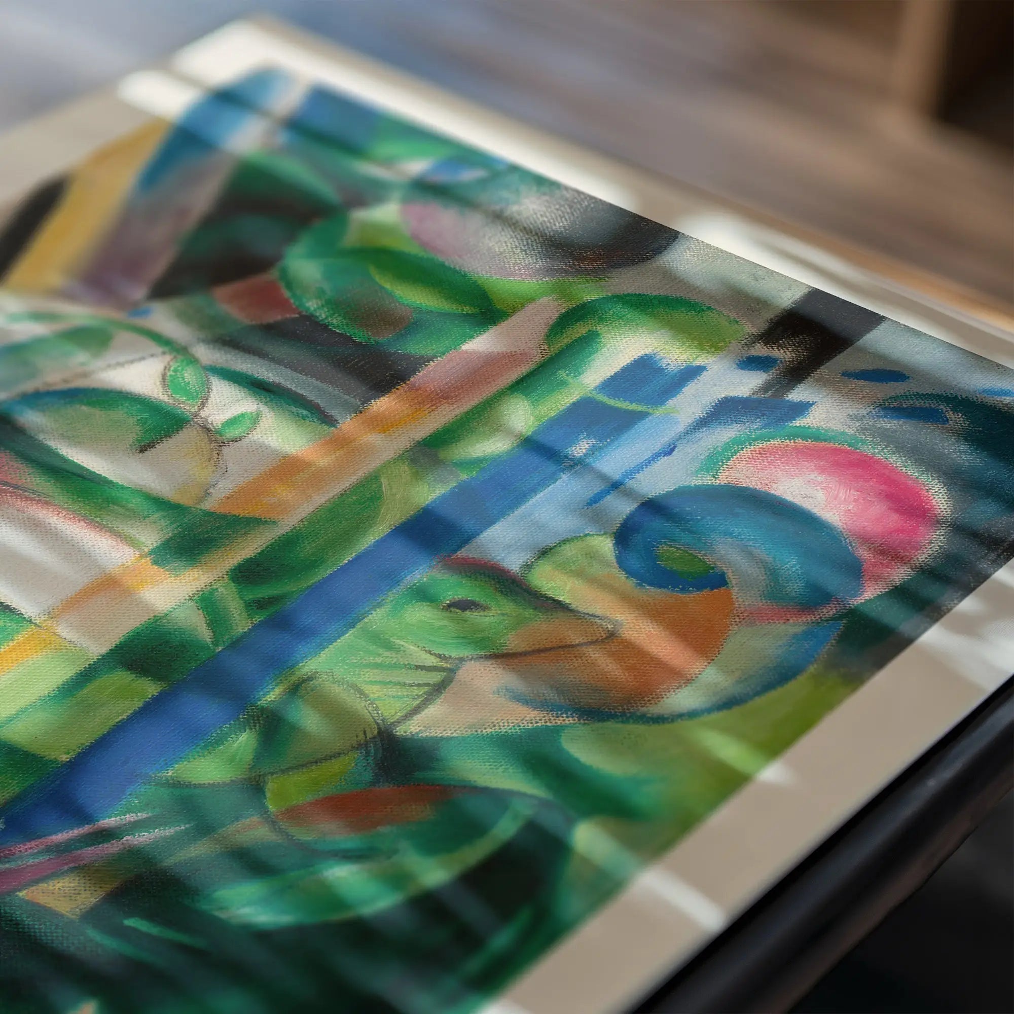 Abstracte schildering met groenen en blauwen voor Franz Marc De Kleine Berggeiten Poster