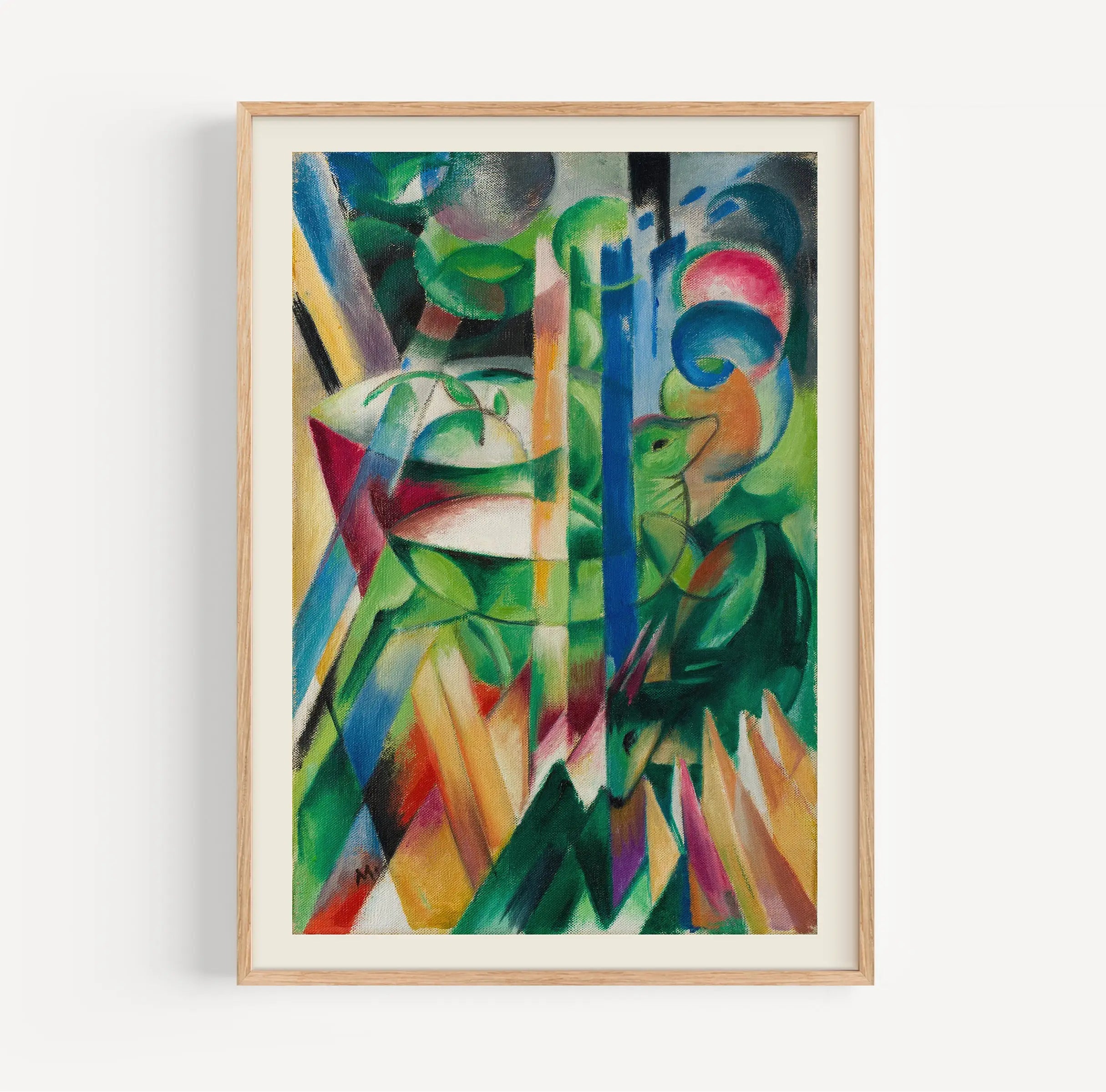 Geïnspireerd abstract schilderij in lijst voor Franz Marc De Kleine Berggeiten Poster