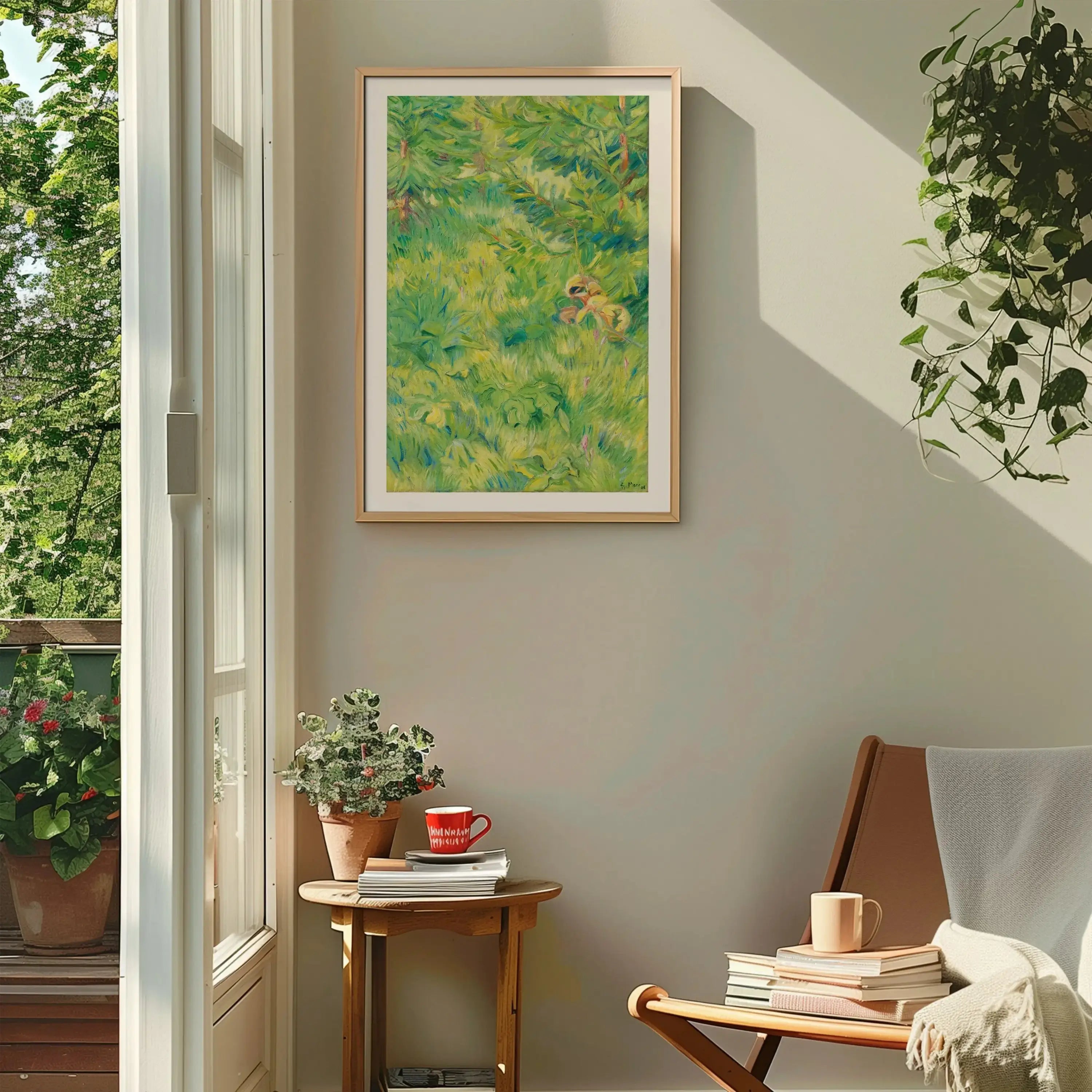 Framed groene abstracte schildering van Franz Marc Grüne Studie Poster