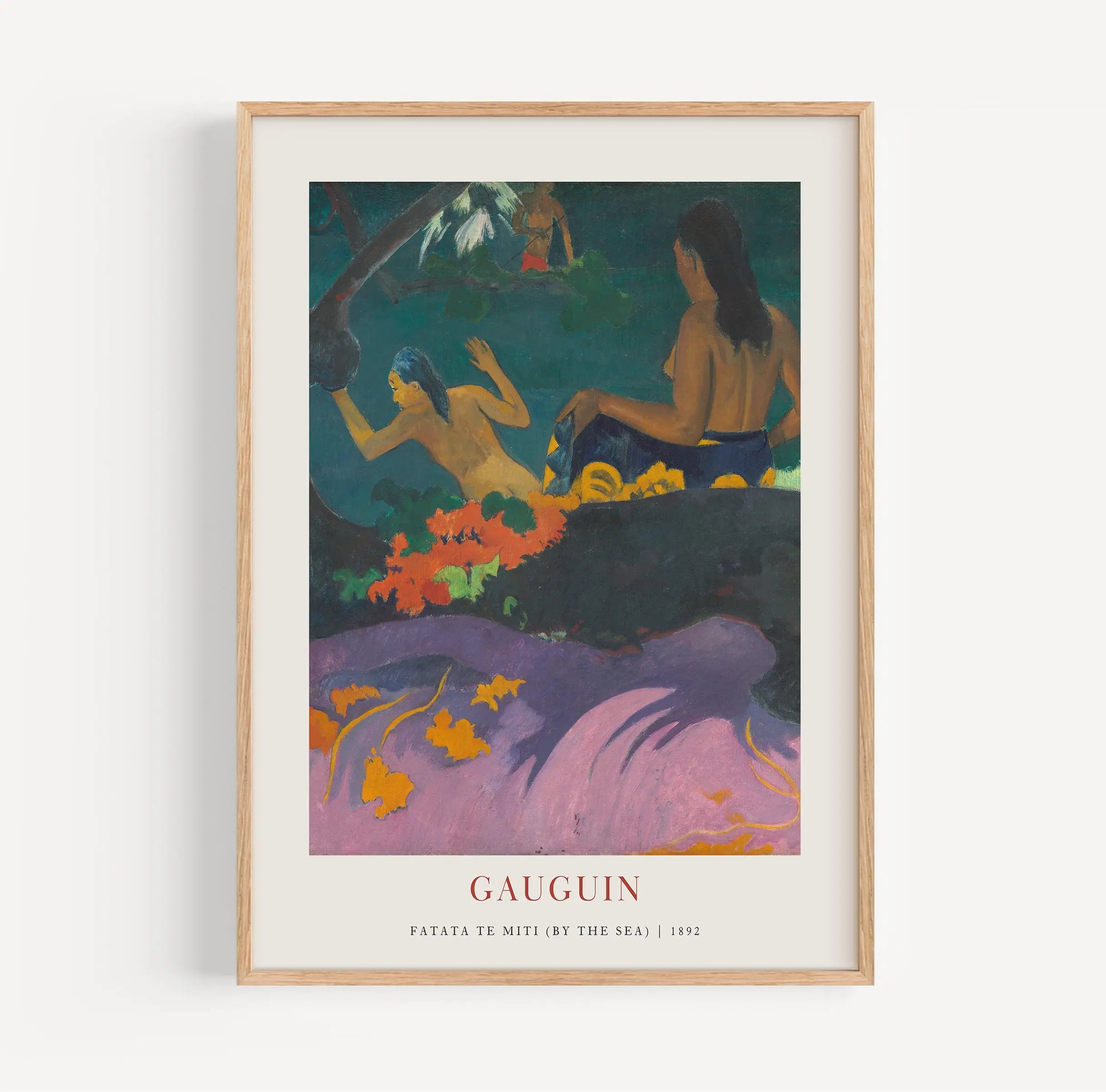 Gauguin poster met ingelijst schilderij van Fatata te Miti op canvas