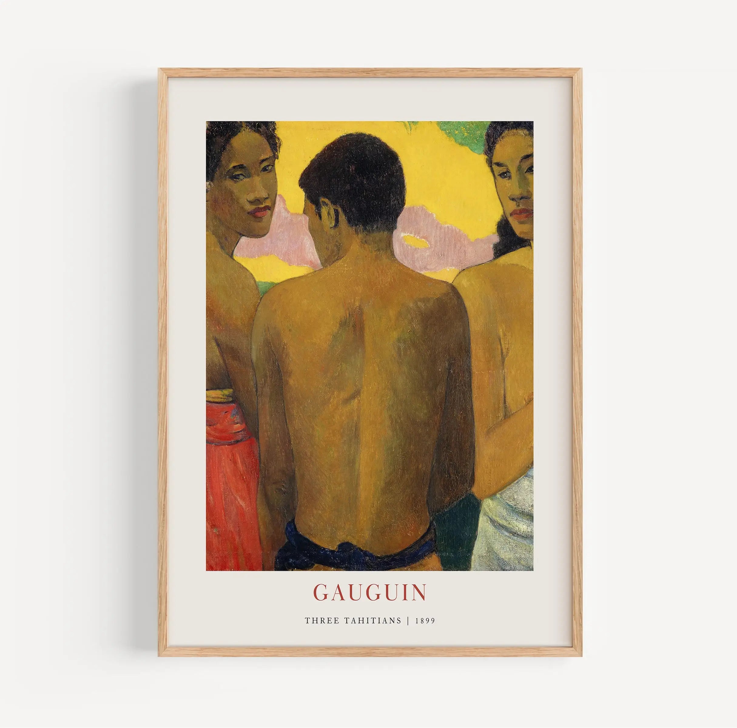 Gegilmenteerde Gauguin schildering getoond op Gauguin Three Tahitians Poster