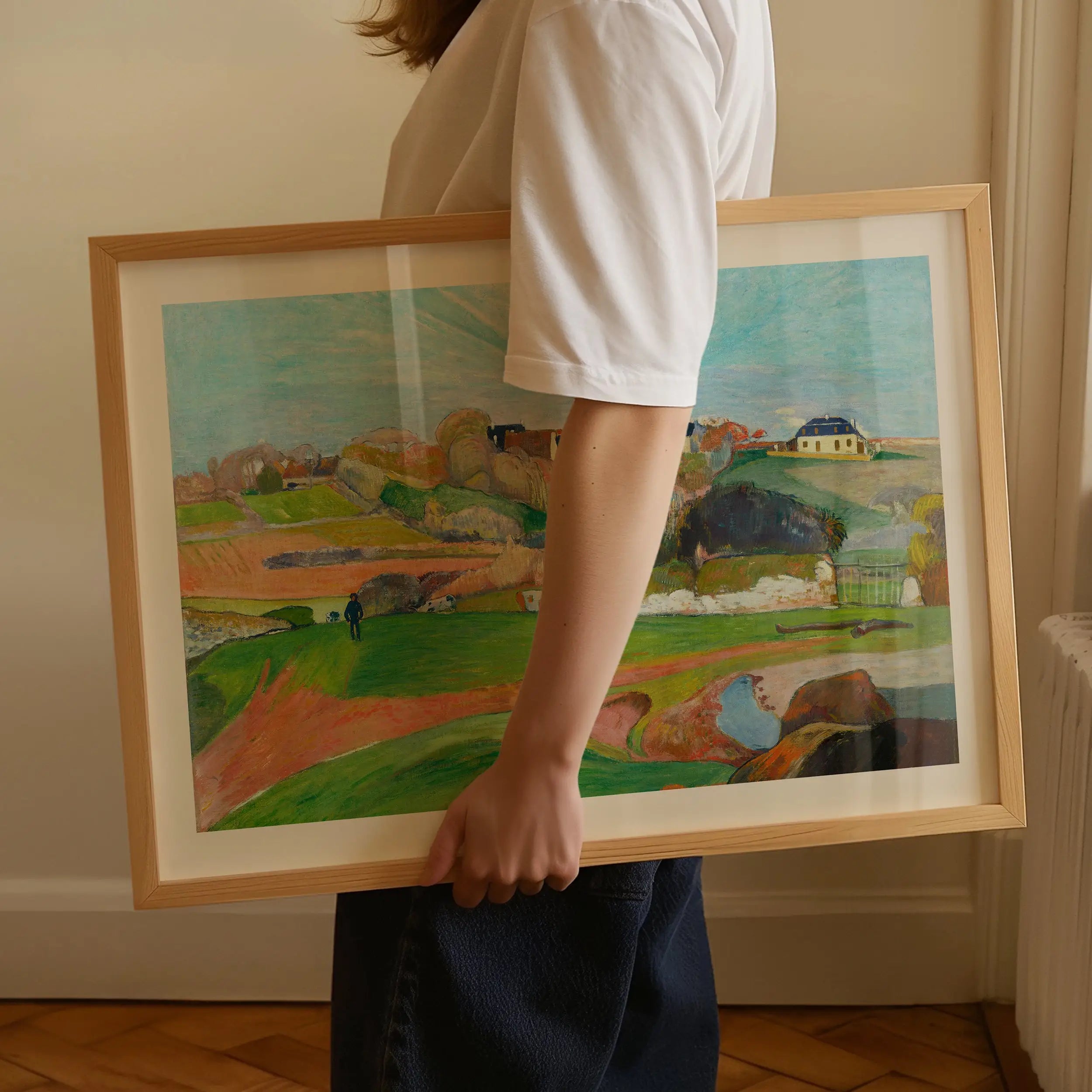 Framed landschapsschilderij van Gauguin bij Le Pouldu poster in artistieke stijl