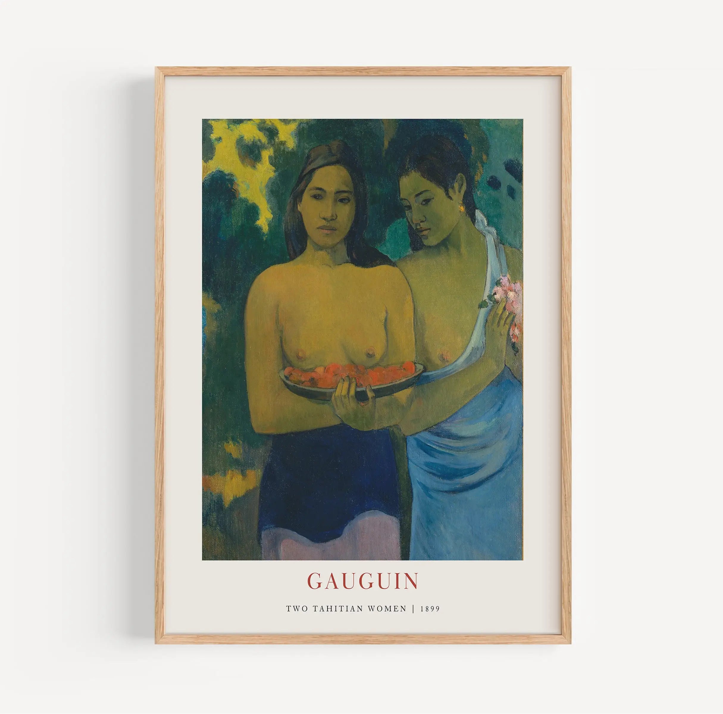 Geboorteposter van Gauguin met gerahmde Tahitiaanse vrouwen afbeelding