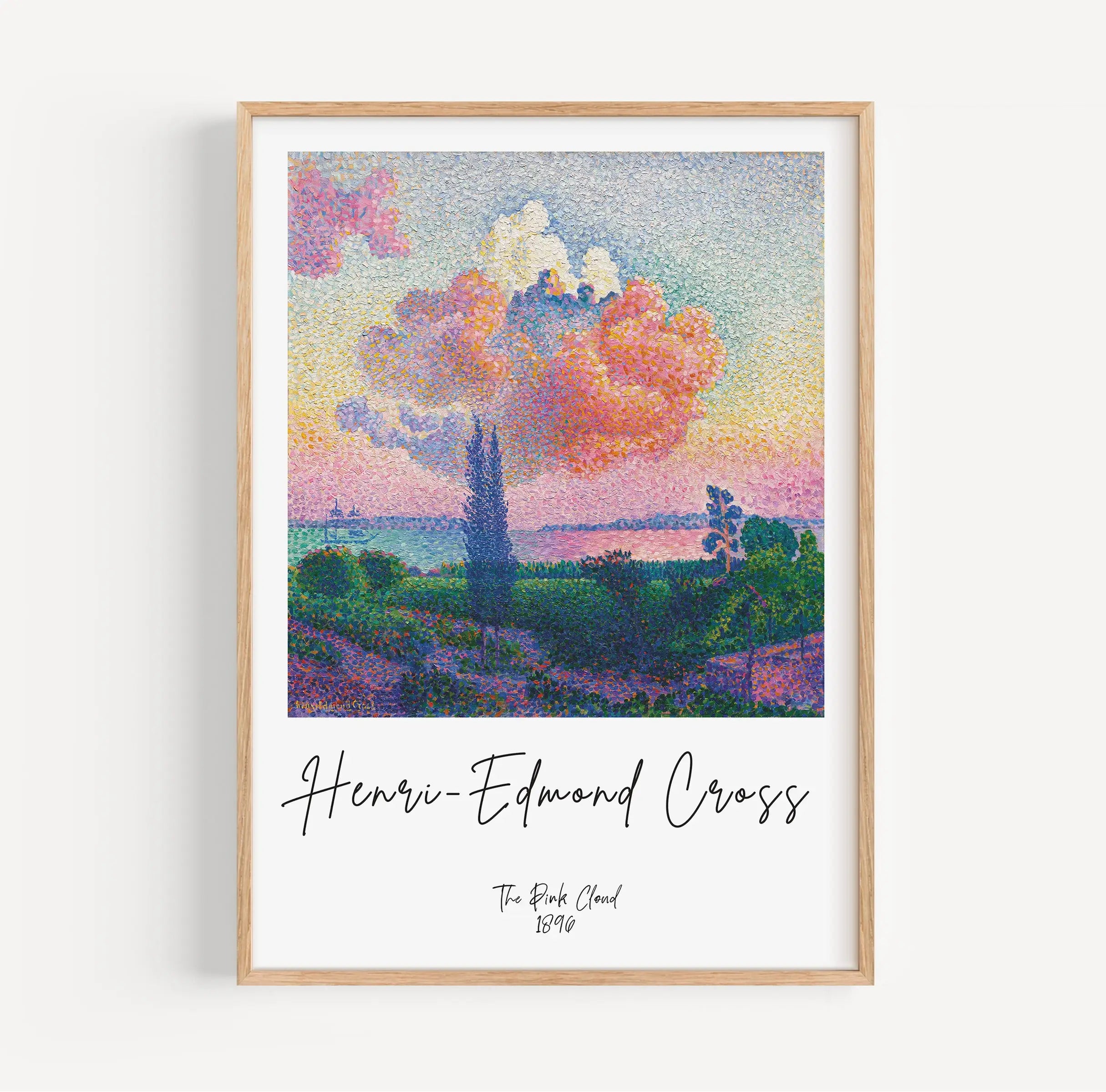 Framed pointillist schilderij van Henri Edmond Cross De Roze Wolk Poster