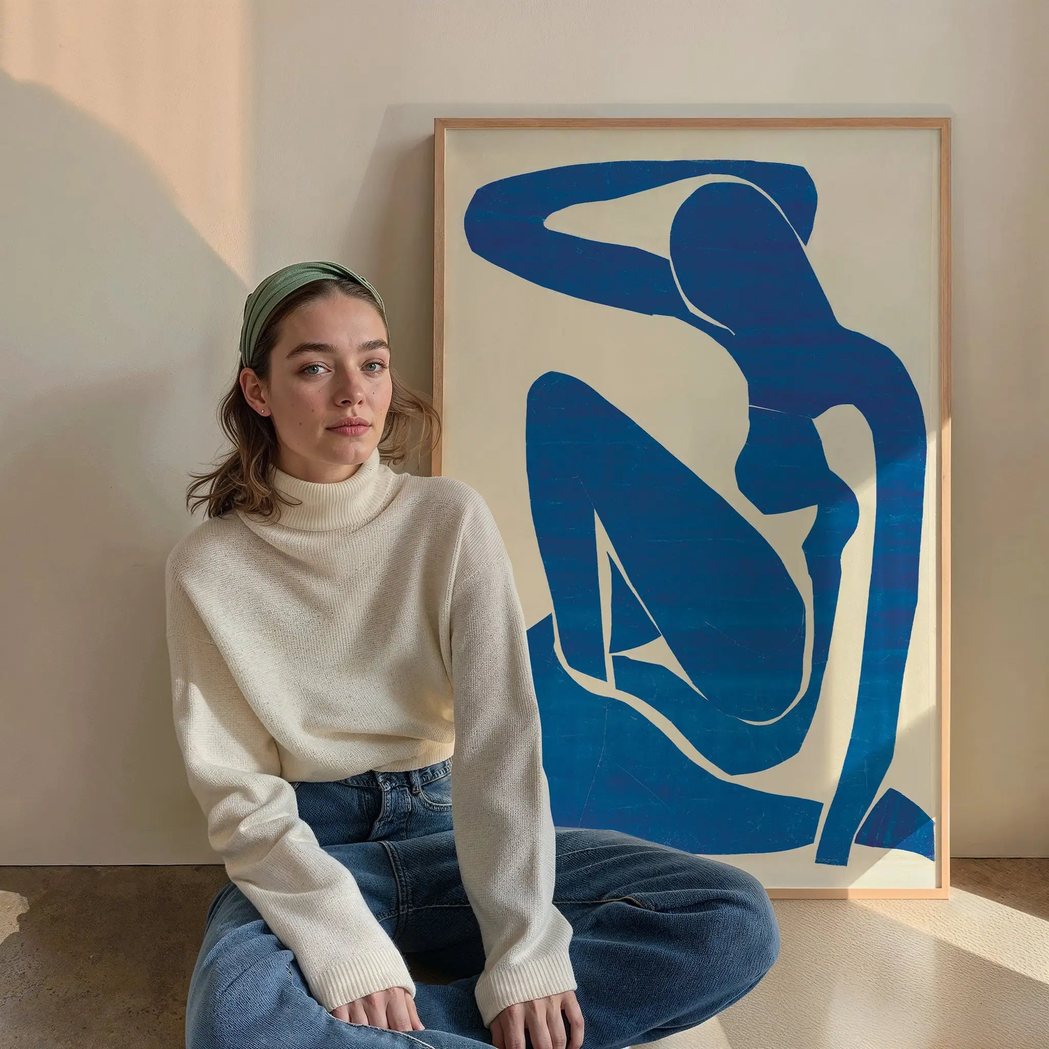 Gesprekte blauwe figuurkunst in lijst uit Henri Matisse Blue Nude I Poster