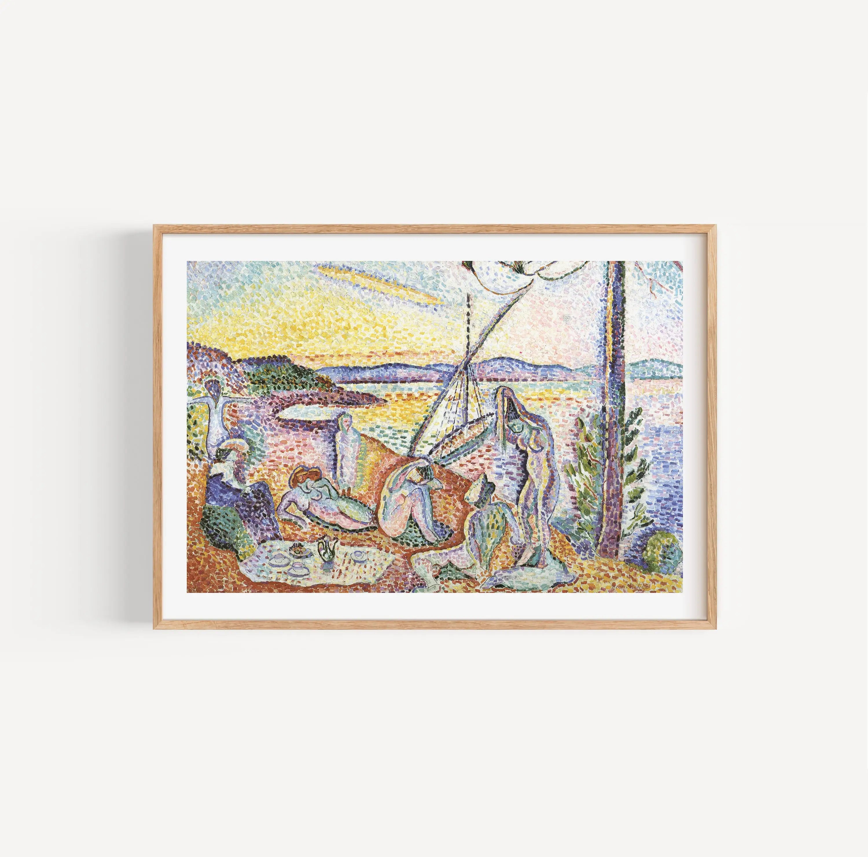 Gehavend pointillistische schildering in lijst voor Henri Matisse Luxe The Bathers Poster