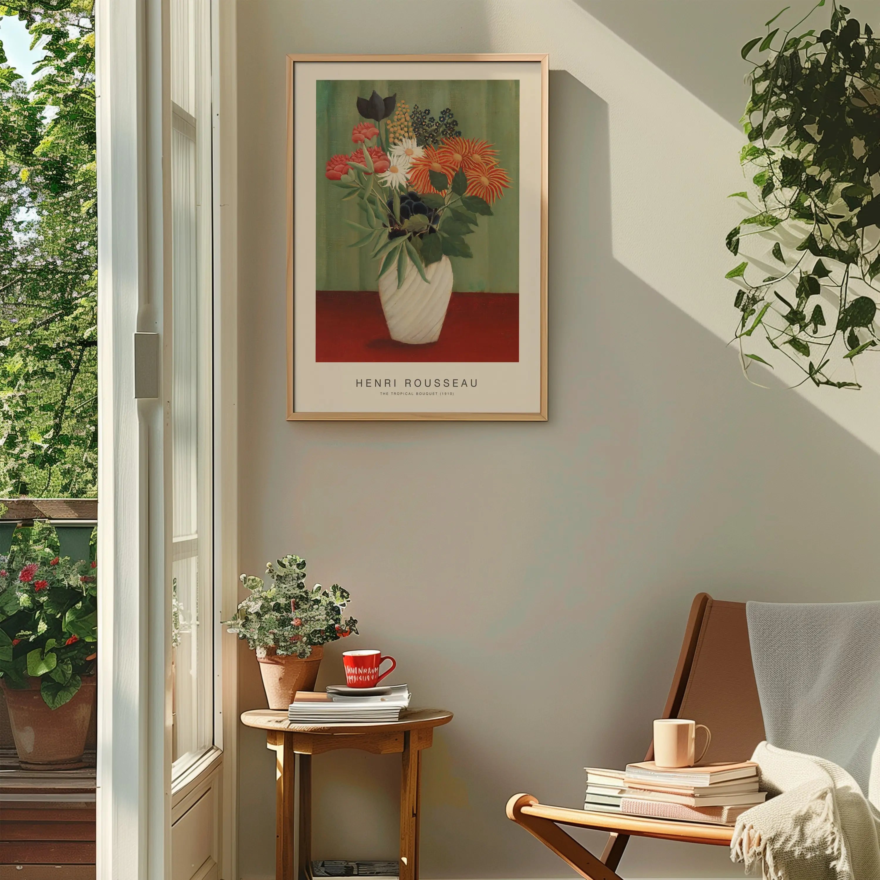 Gekaderde Henri Rousseau bloemendesign poster van Tropisch Boeket