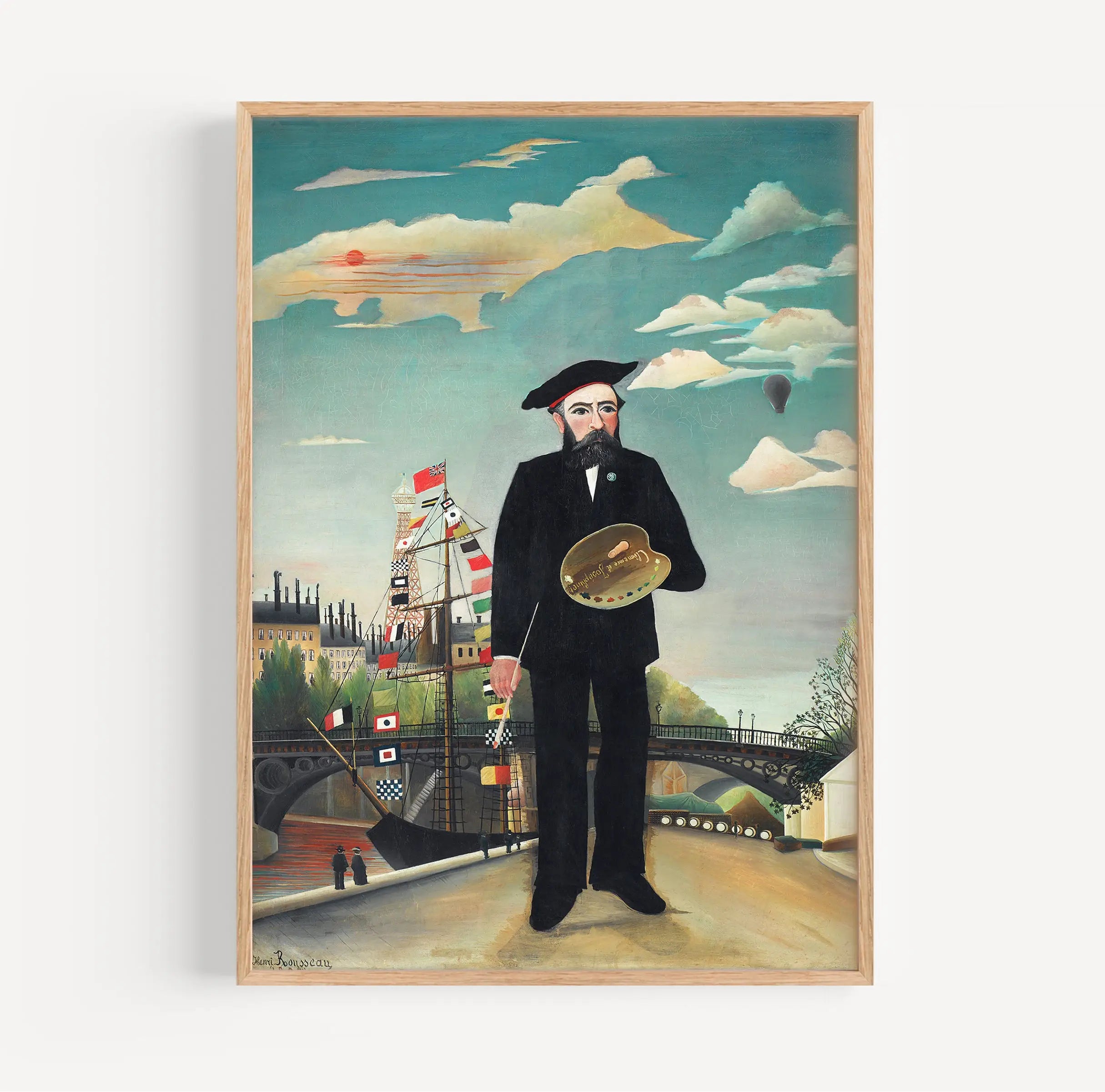 Ingesloten schilderij van een kunstenaar voor de Henri Rousseau Zelfportret Poster