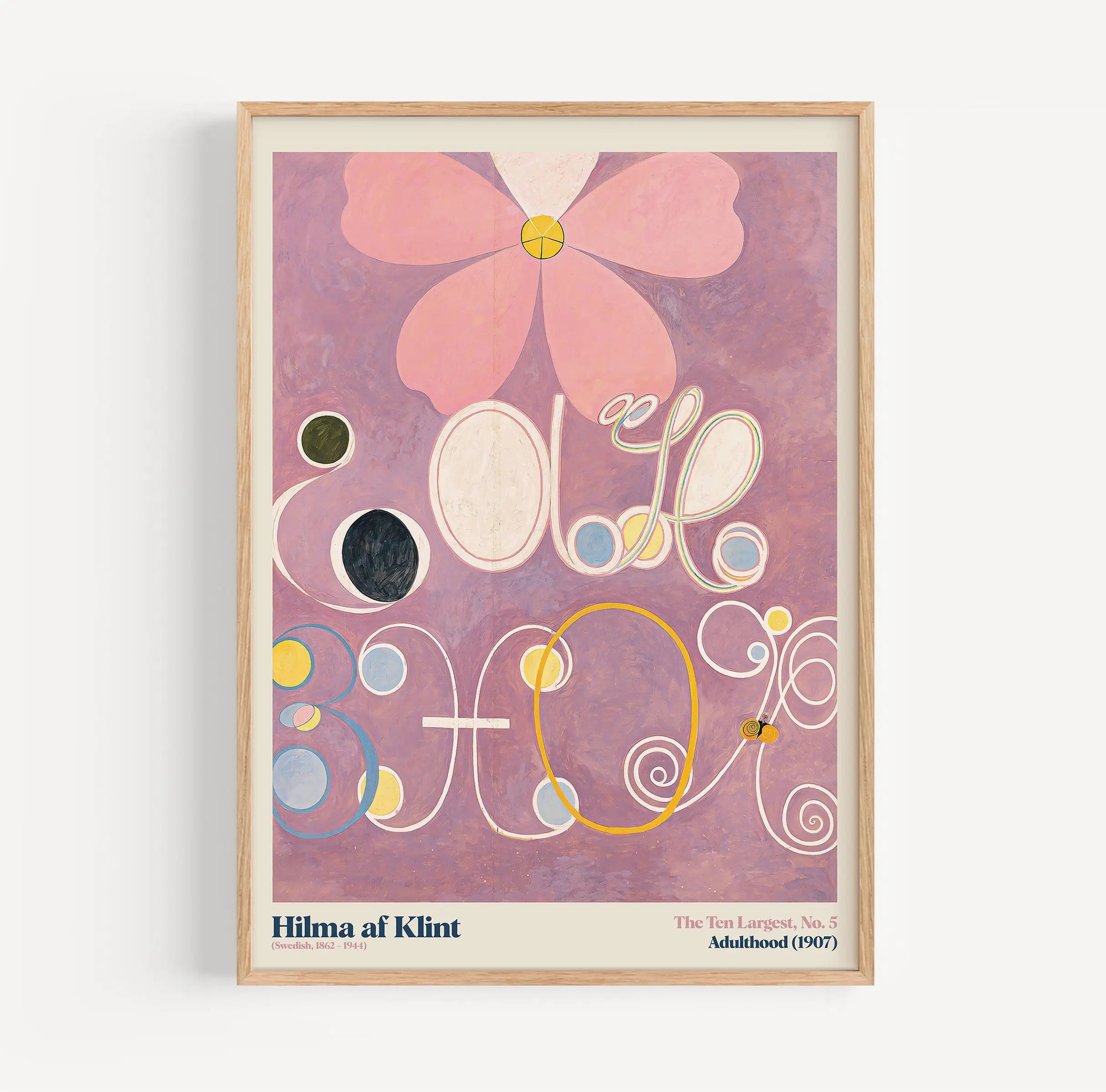 Gepaakte abstracte kunstprint in lijst van Hilma af Klint De Tien Grootste No 5 Poster