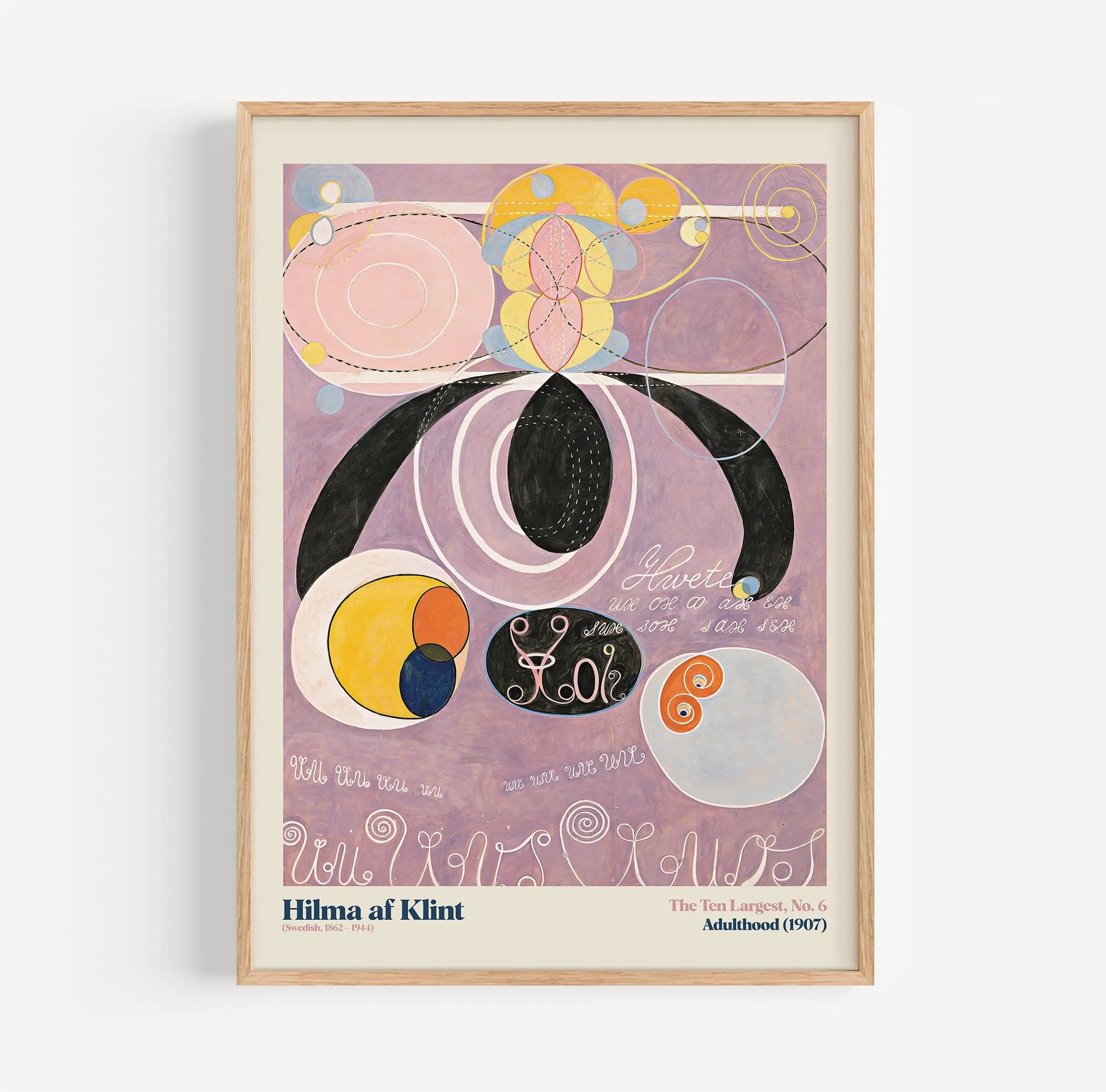 Gestructureerde abstracte kunstprint in lijst voor Hilma af Klint De Tien Grootste Nr 6 Volwassenheid poster