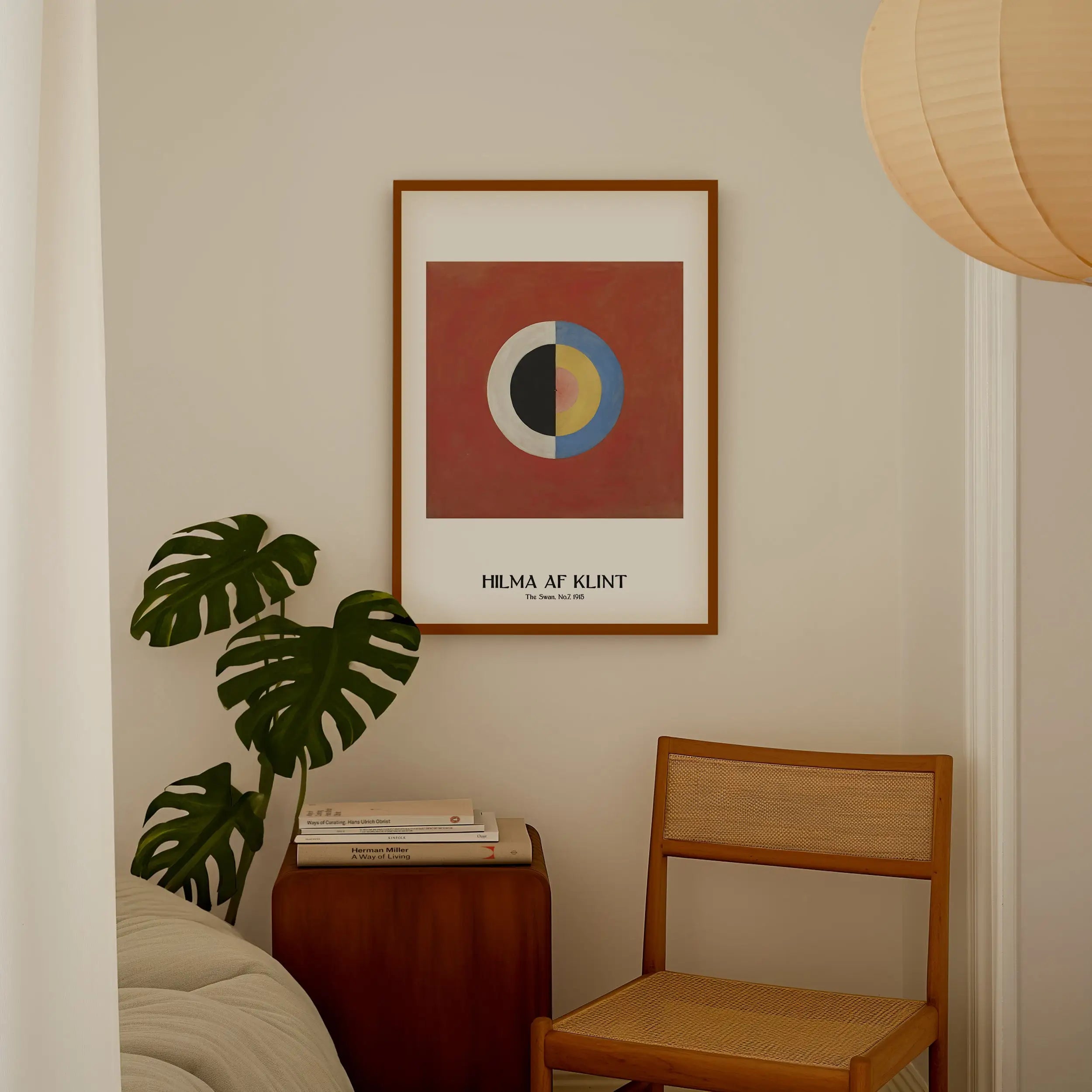 Geverfde Hilma af Klint kunstprint in lijst voor de Hilma af Klint De Zwaan No 7 Poster