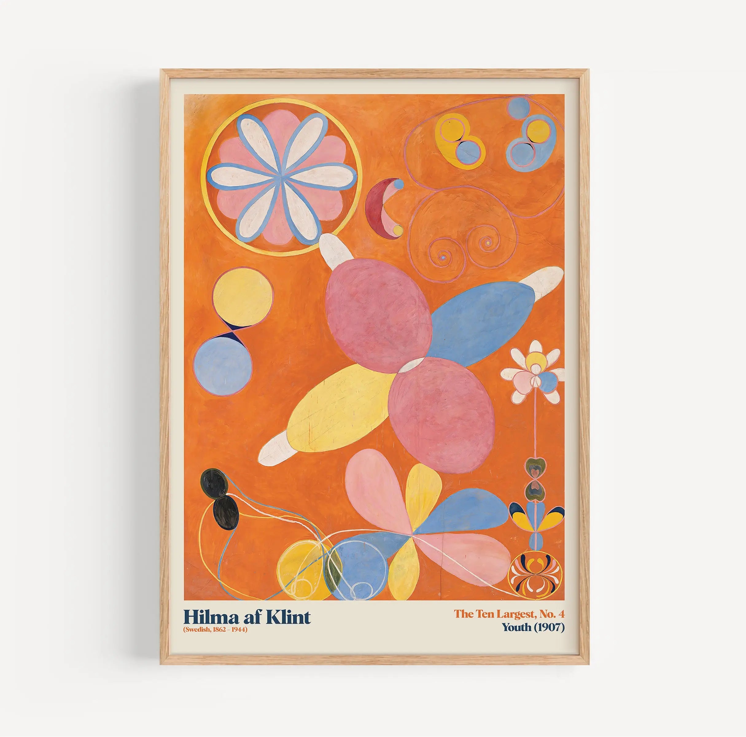 Gekaderd abstract kunstprint in de poster Hilma af Klint De Tien Grootste No 4 Jeugd