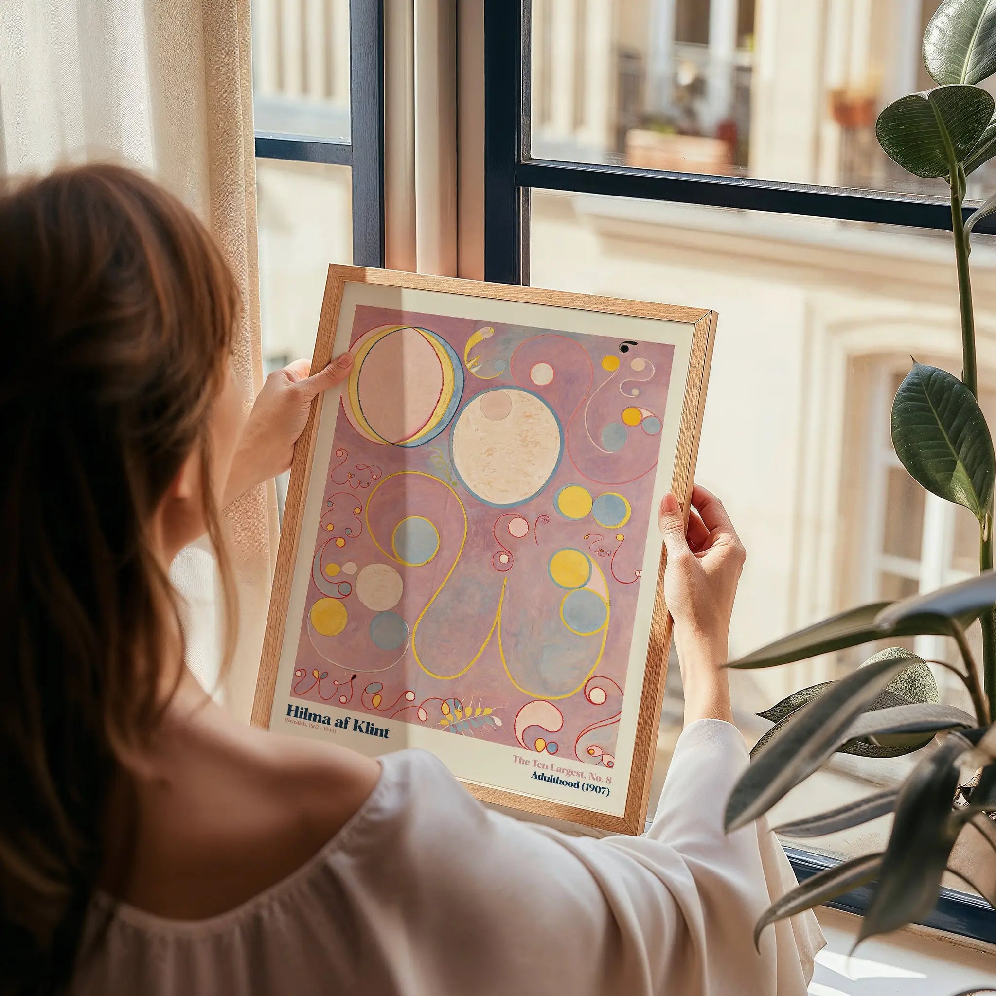 Geleid abstract kunstprint in lijst voor Hilma af Klint Poster De Tien Grootste Nr. 8