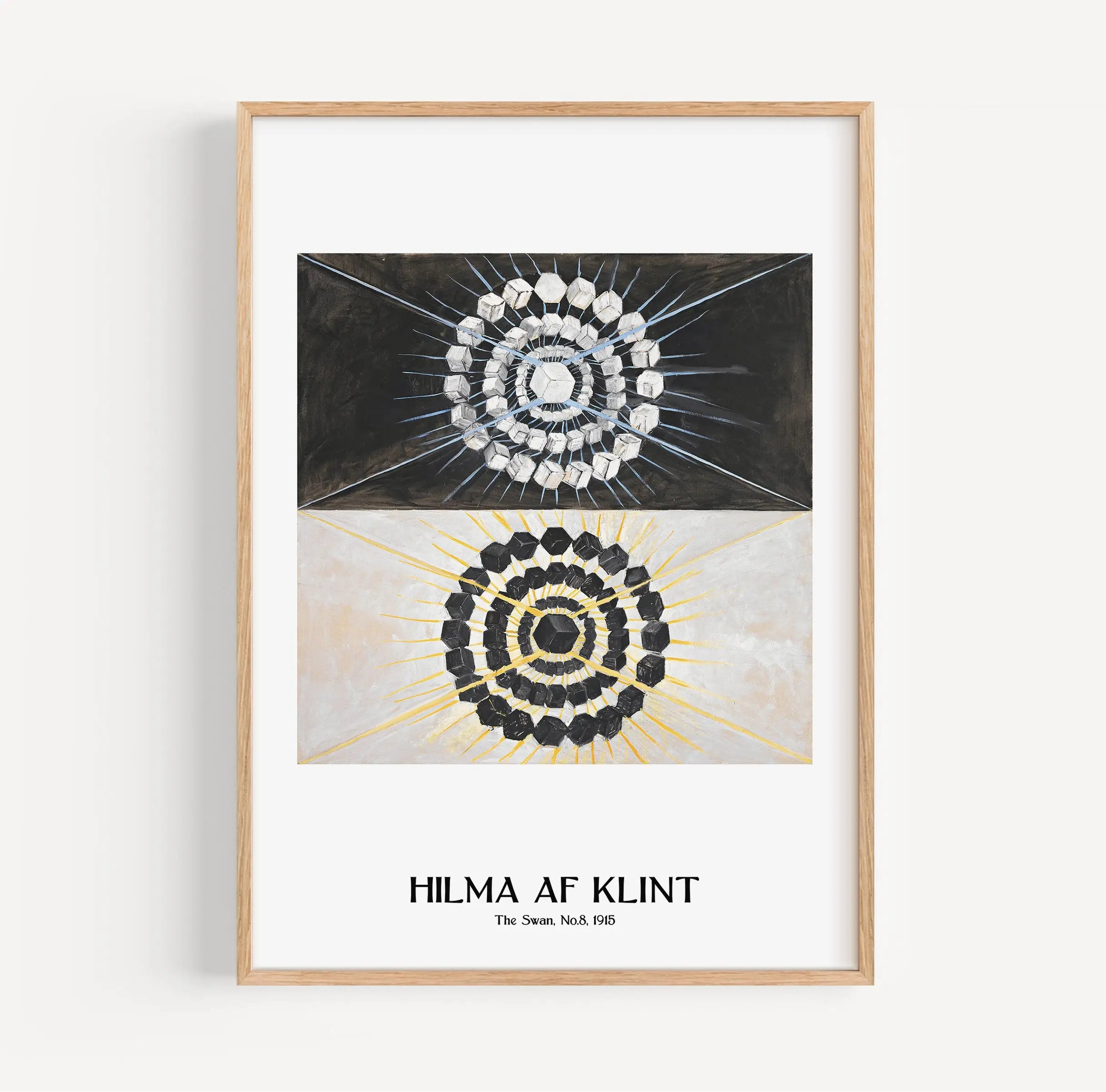 Ingelijste kunstwerk van Hilma af Klint weergegeven op de Hilma Af Klint The Swan No 8 Poster